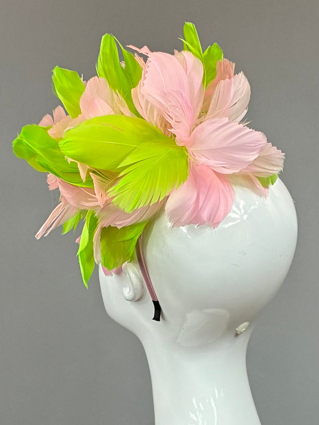 Kentucky Derby Fascinator Hat | Pink & Green feather Headpiece | Derbyologie