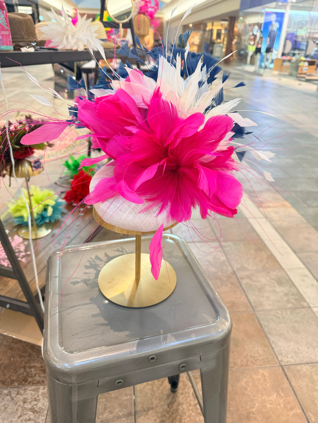 Kentucky Derby Fascinator Hat | Berry pink, white, and navy Headpiece | Derbyologie