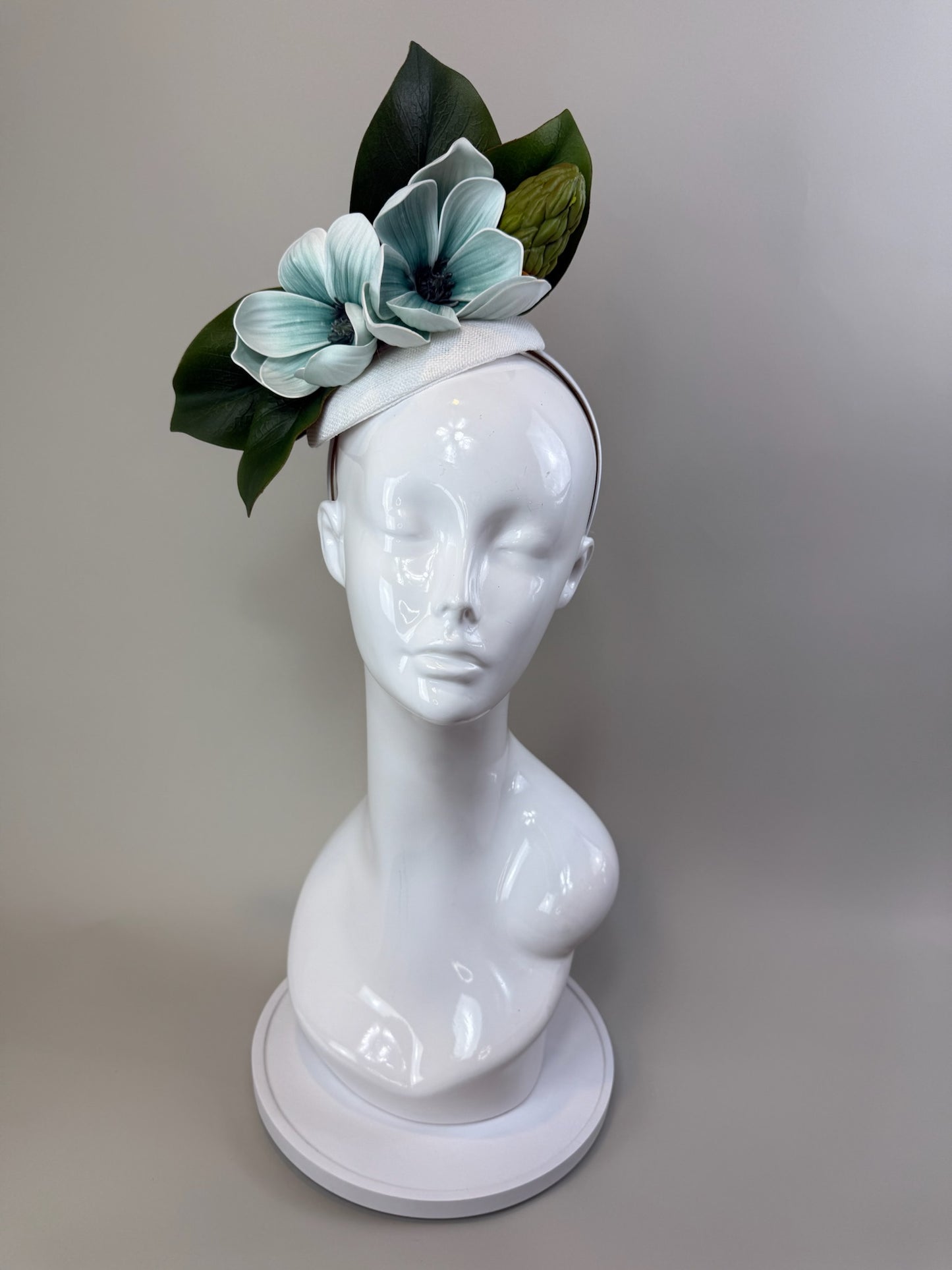 White, Light Blue and Green Kentucky Derby fascinator, Derby Hat Alternative (SILVER LINE)