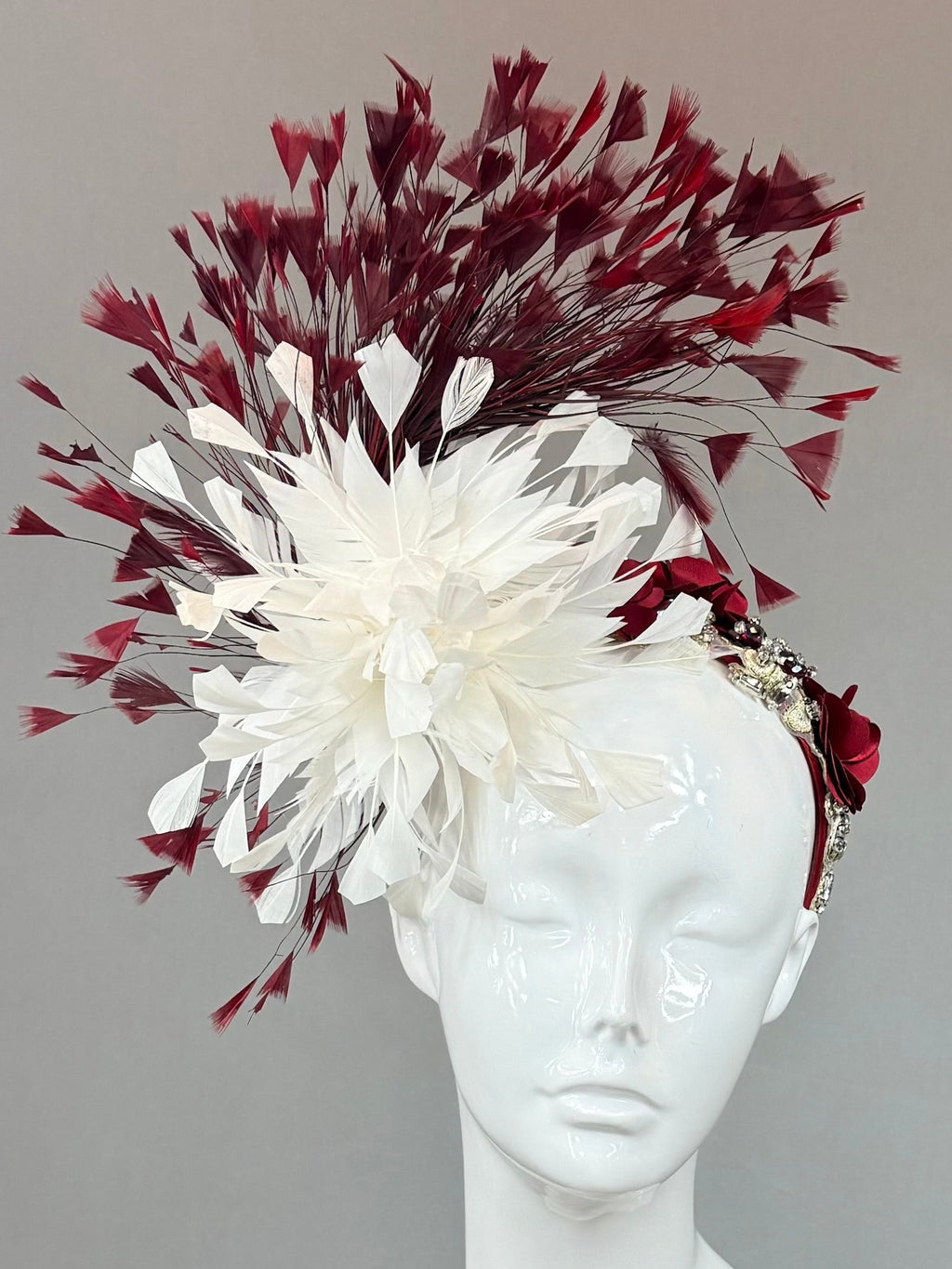 Burgundy and Red Derby Fascinator, Kentucky Derby Hat Alternative, Kentucky derby hat (SILVER LINE, multiple color options available)