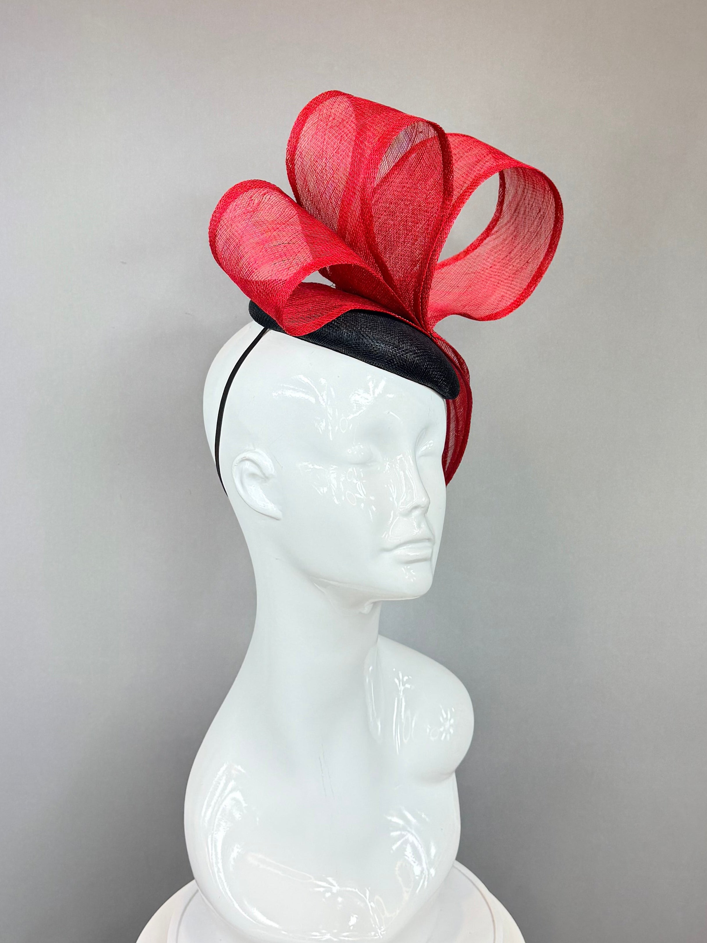 Kentucky Derby Fascinator Hat |  Red and Black Hat | Derbyologie