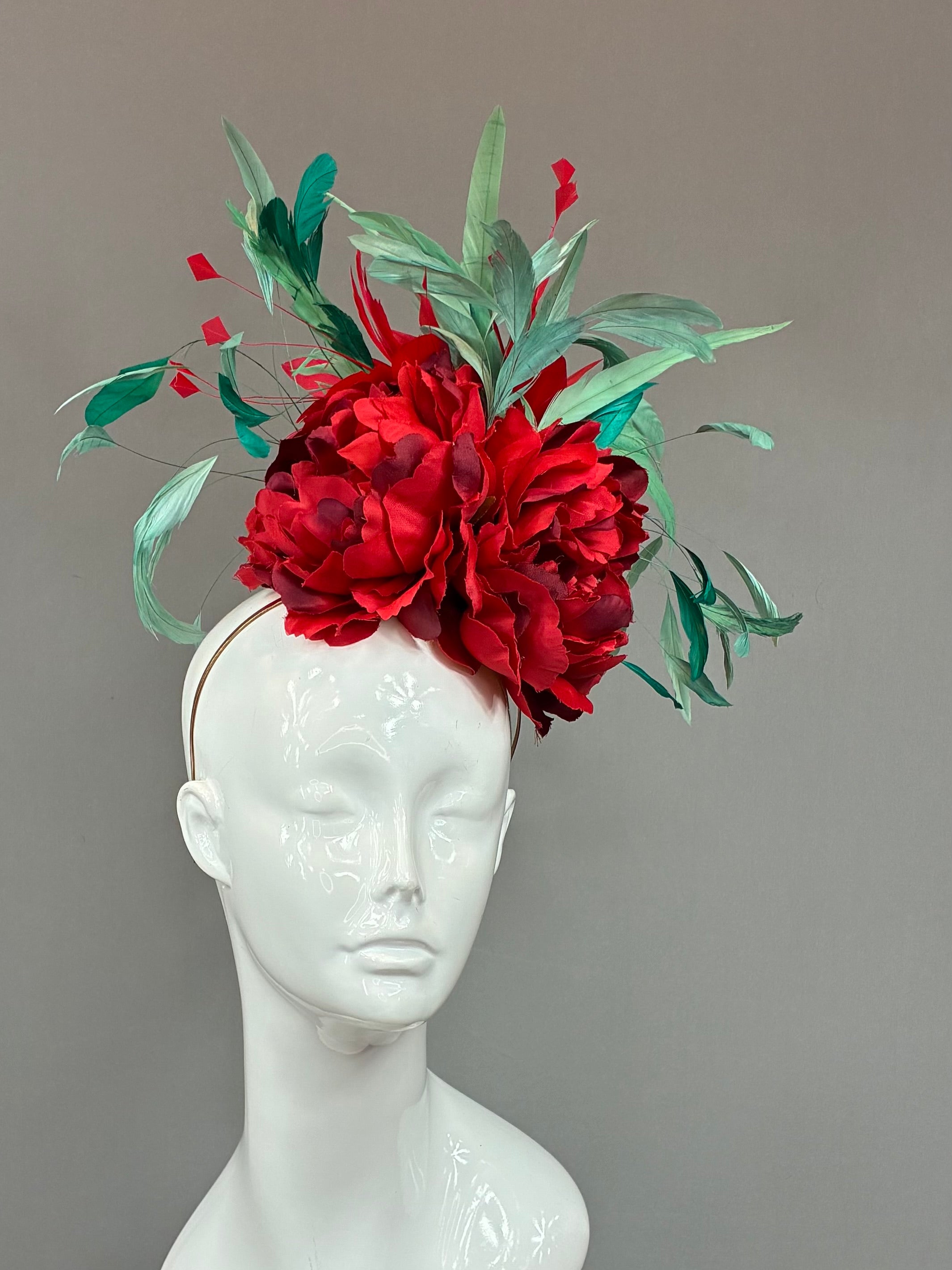 Kentucky Derby Fascinator Hat | Mint and red Headband Hat | Derbyologie