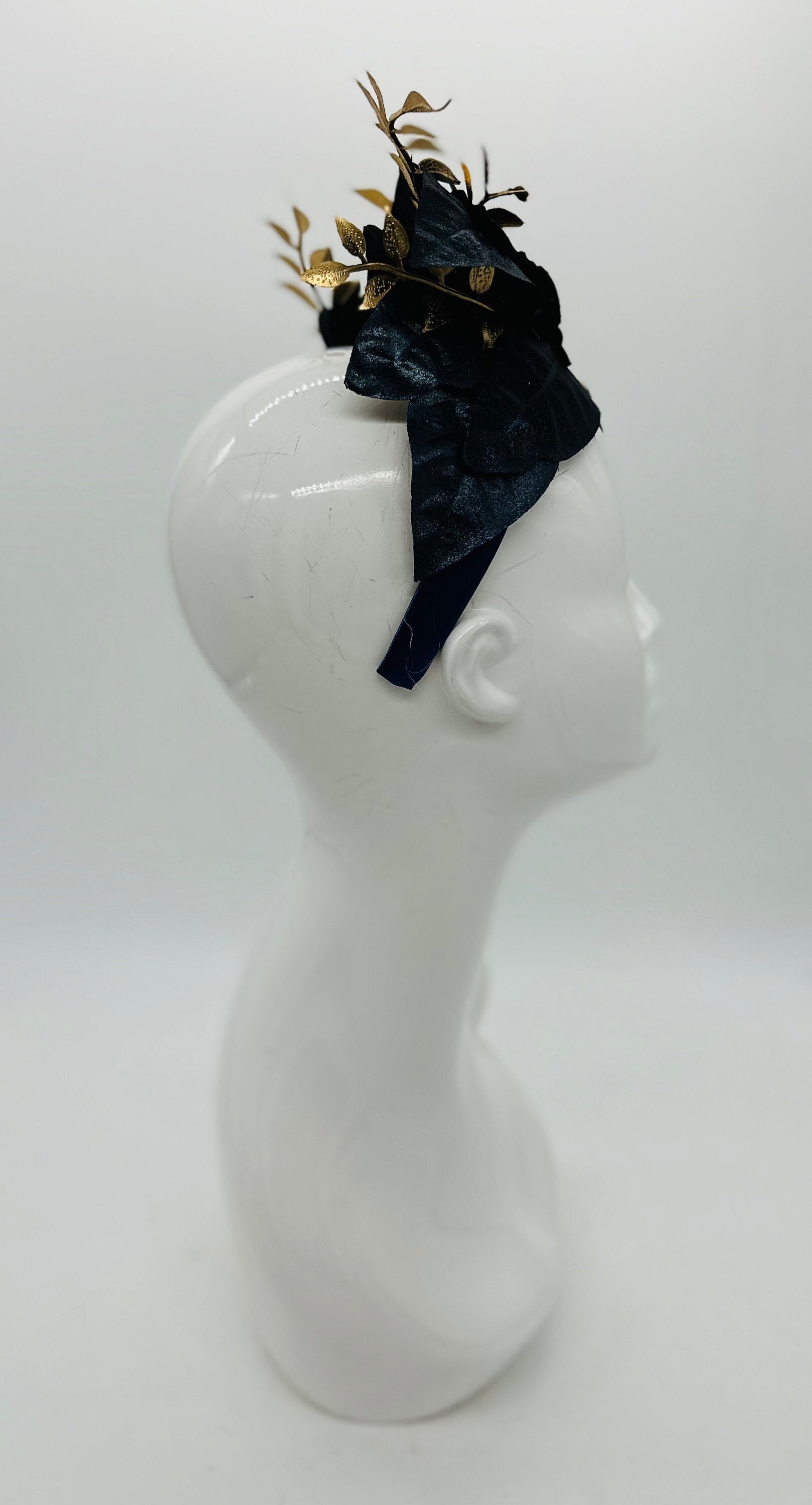 Navy blue and gold Kentucky Derby Fascinator (SILVER LINE)