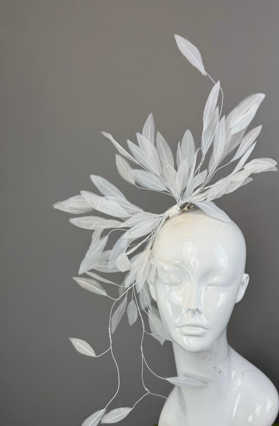 Kentucky Derby Fascinator Hat | White feather Headpiece | Derbyologie