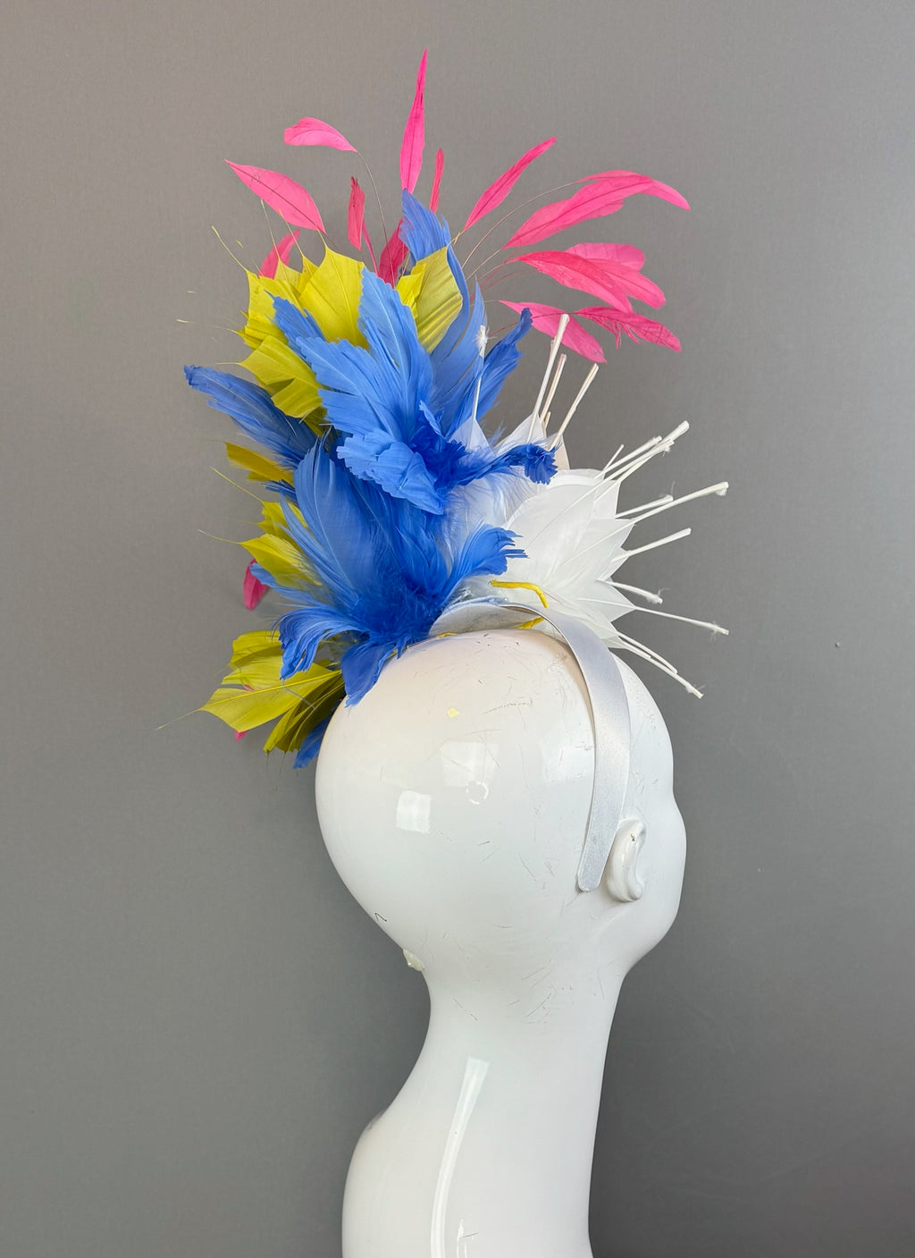 White, Blue and Green Kentucky Derby fascinator, Derby Hat Alternative