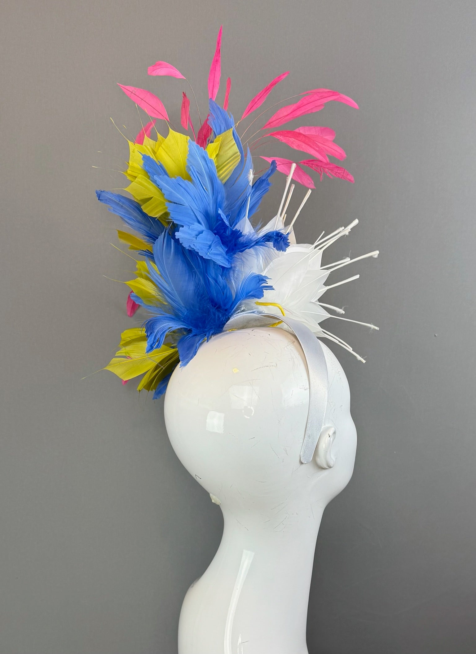 White, Blue and Green Kentucky Derby fascinator, Derby Hat Alternative