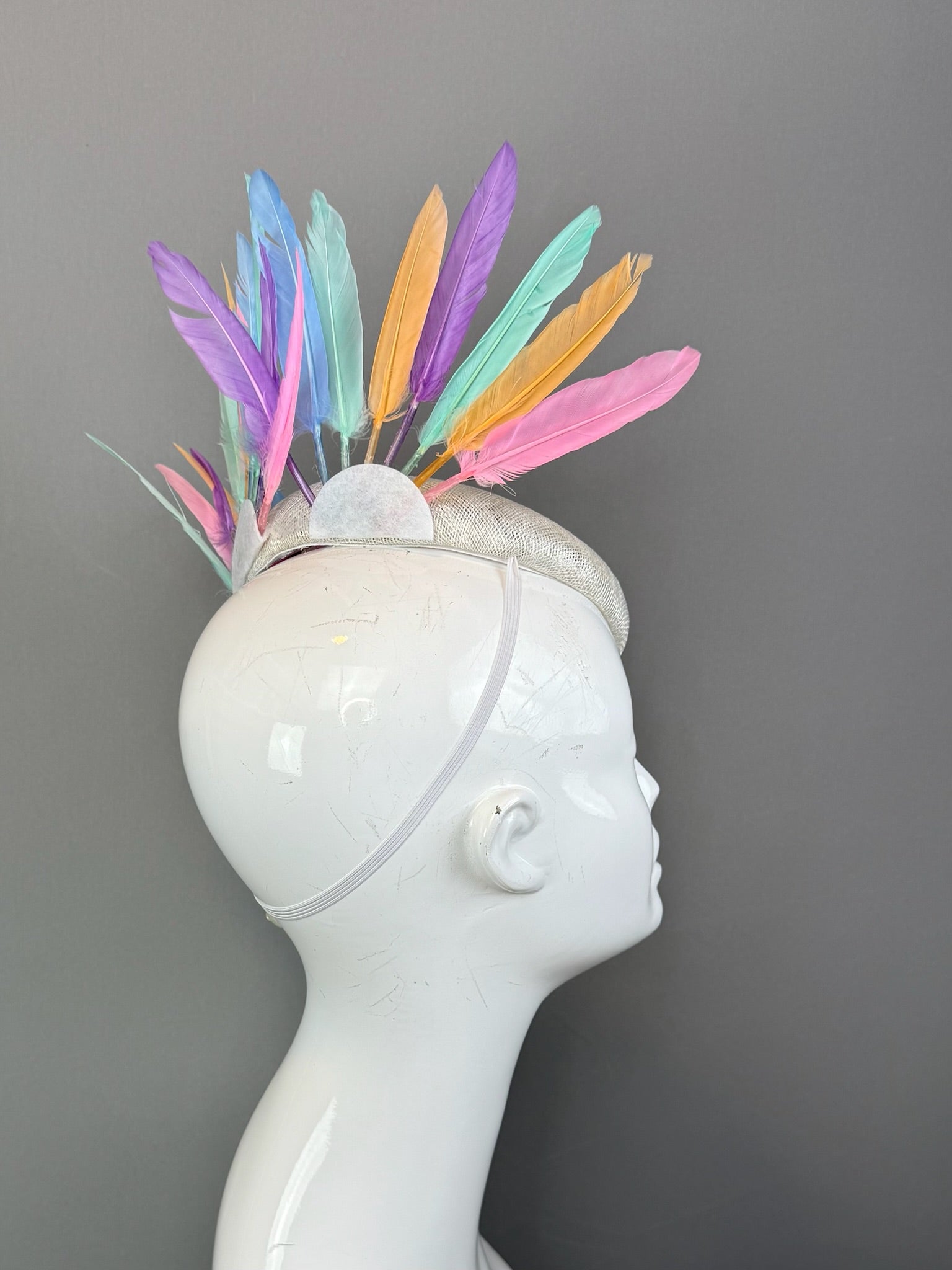 Multicolored Kentucky Derby fascinator, Derby Hat Alternative (SILVER LINE)