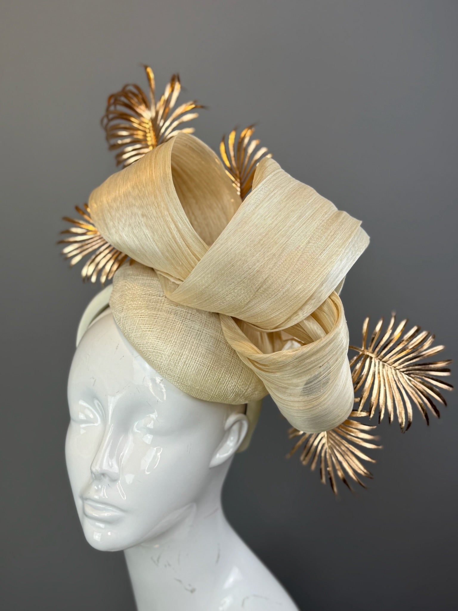 Gold Kentucky Derby fascinator, Derby Hat Alternative (GOLD LINE)