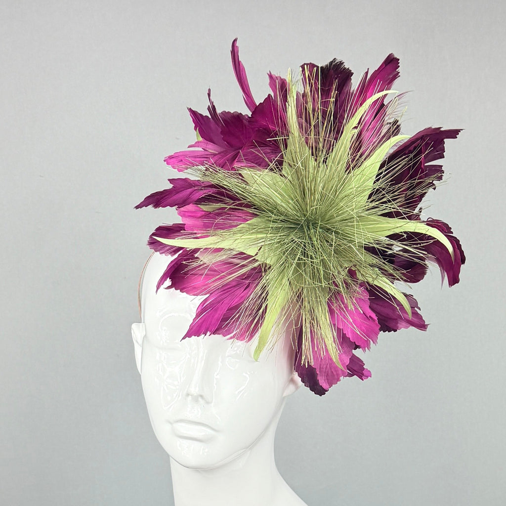 Kentucky Derby Fascinator Hat | Purple plum and olive green Headband Hat | Derbyologie