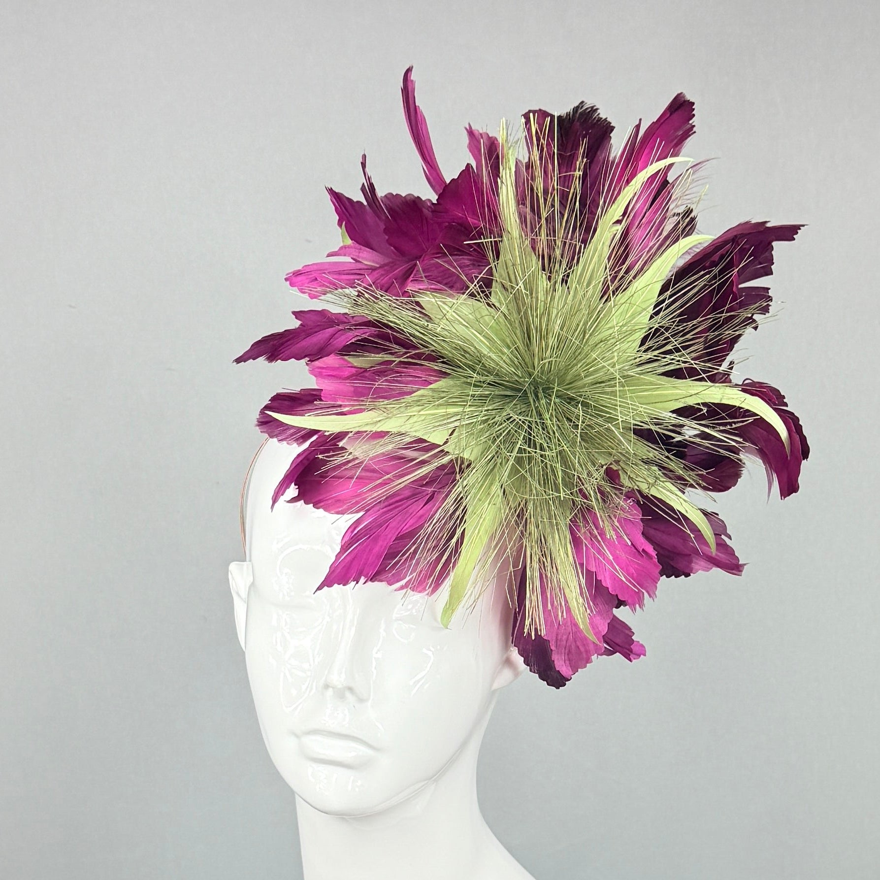 Kentucky Derby Fascinator Hat | Purple plum and olive green Headband Hat | Derbyologie