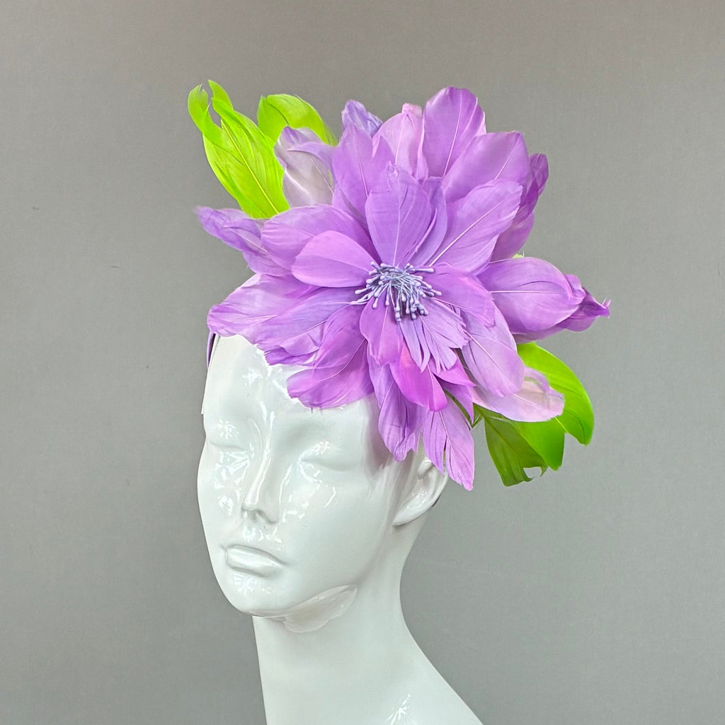 Kentucky Derby Fascinator Hat | Purple and green feathered Headband Hat | Derbyologie