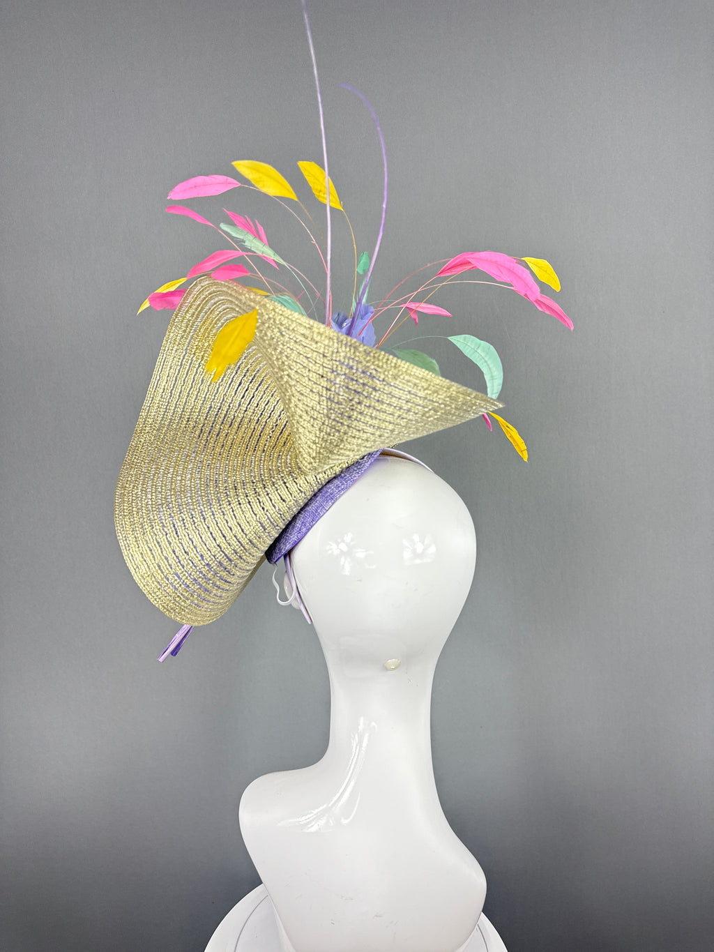 Kentucky Derby Fascinator Hat | Pink, Yellow, Purple, and Turquoise Headpiece | Derbyologie