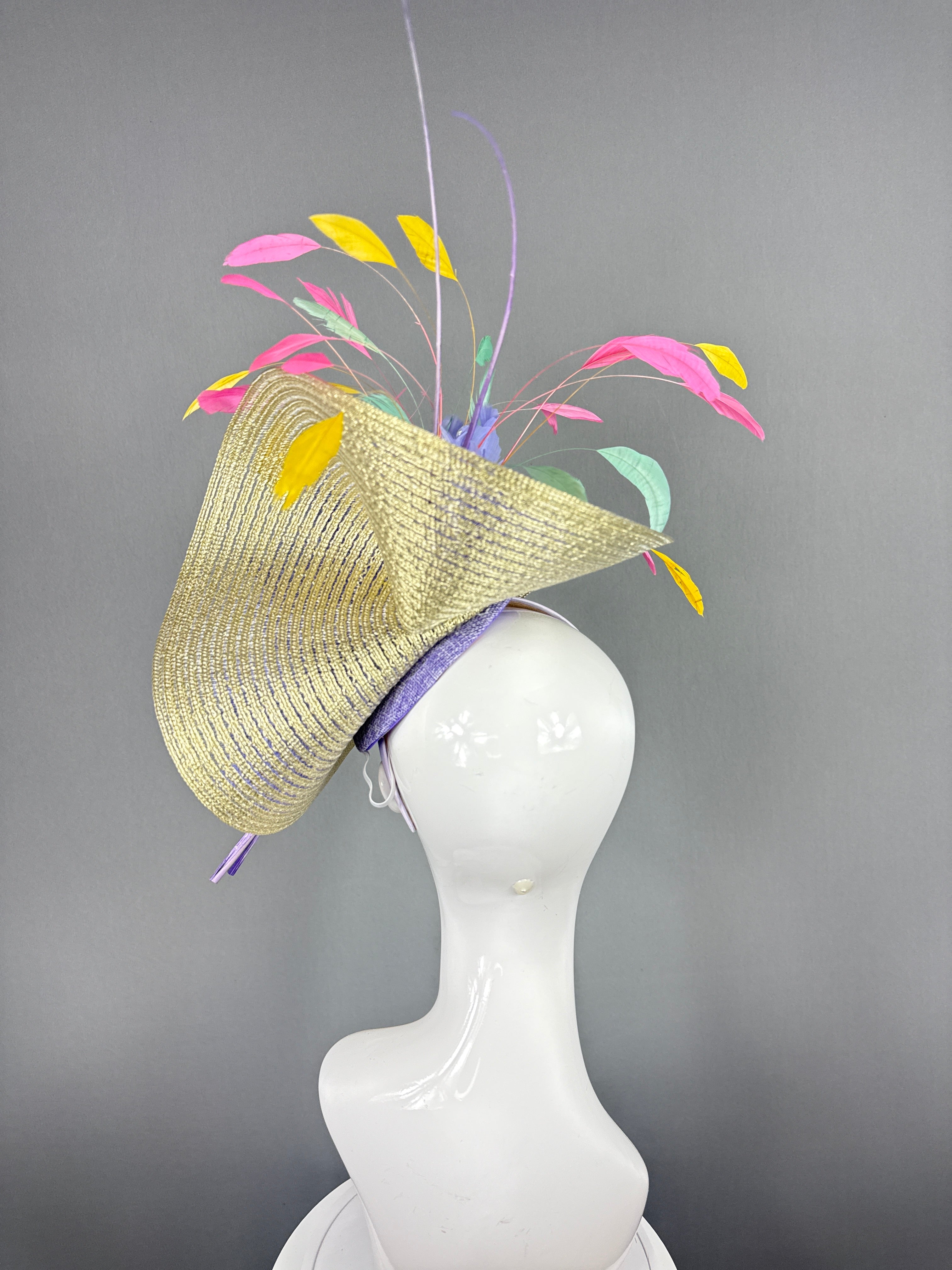 Kentucky Derby Fascinator Hat | Pink, Yellow, Purple, and Turquoise Headpiece | Derbyologie