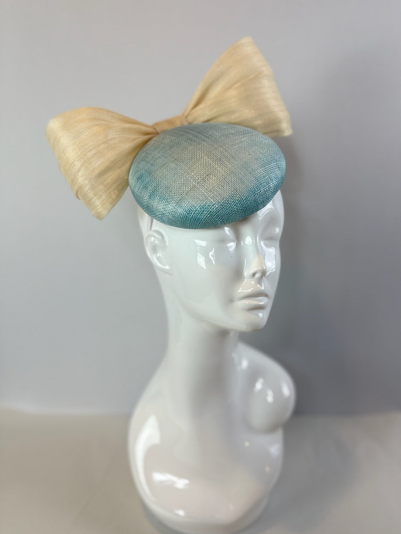 Cream and Light Blue Kentucky Derby fascinator, Derby Hat Alternative (GOLD LINE)