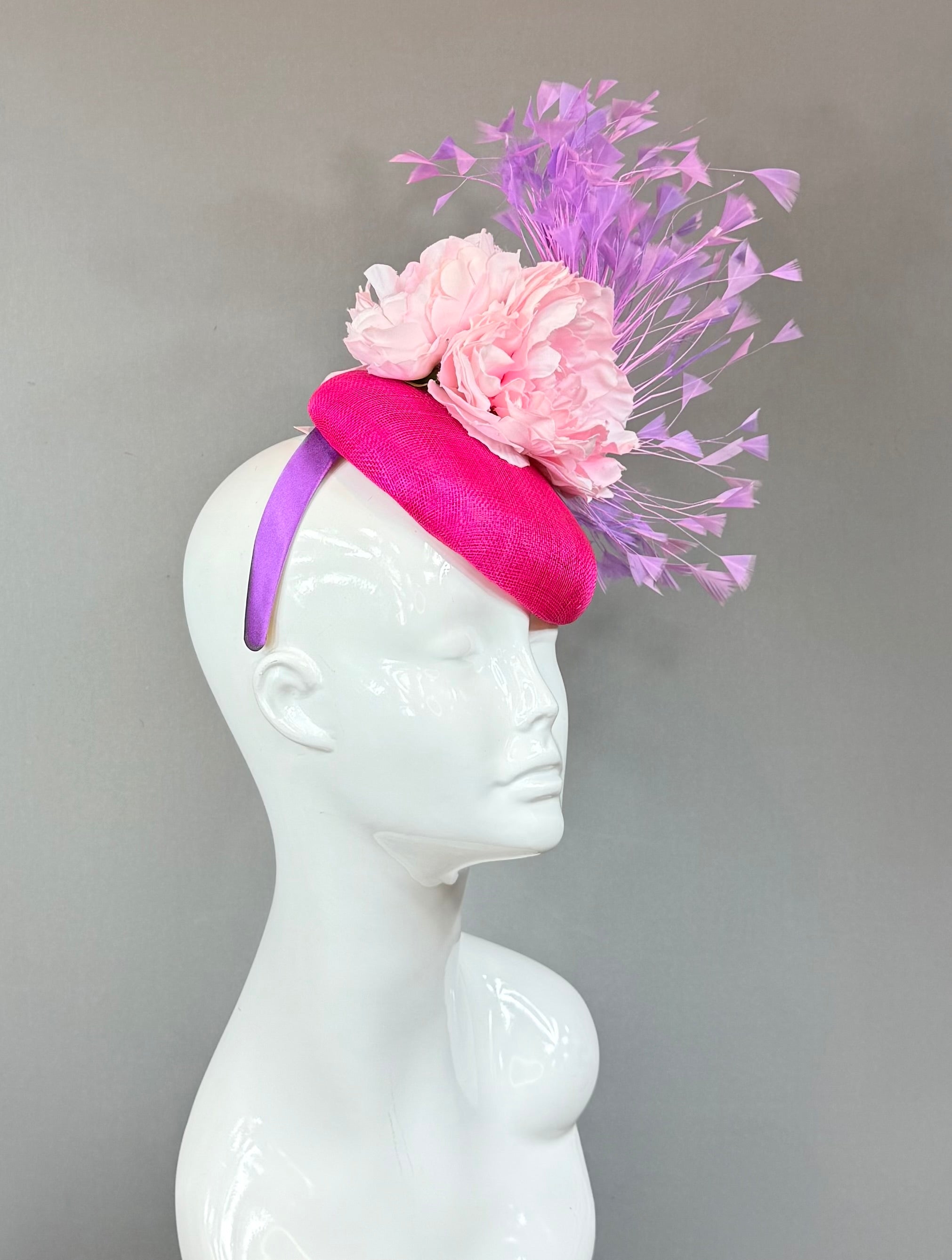 Kentucky Derby Fascinator Hat |pink and purple feather Headband Hat | Derbyologie