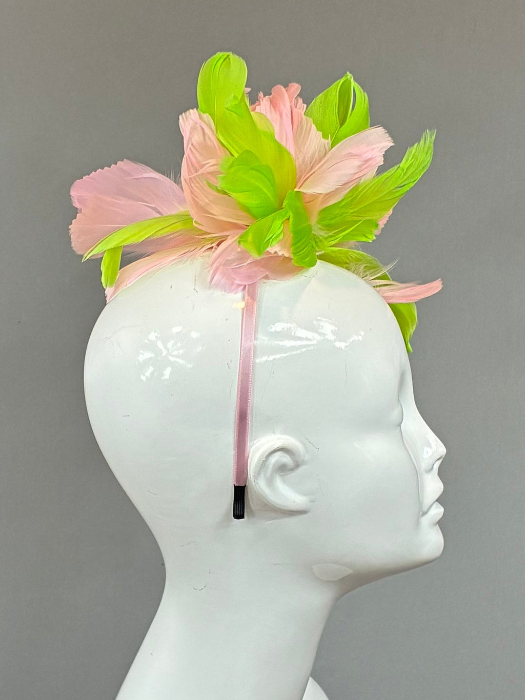 Kentucky Derby Fascinator Hat | Pink & Green feather Headpiece | Derbyologie