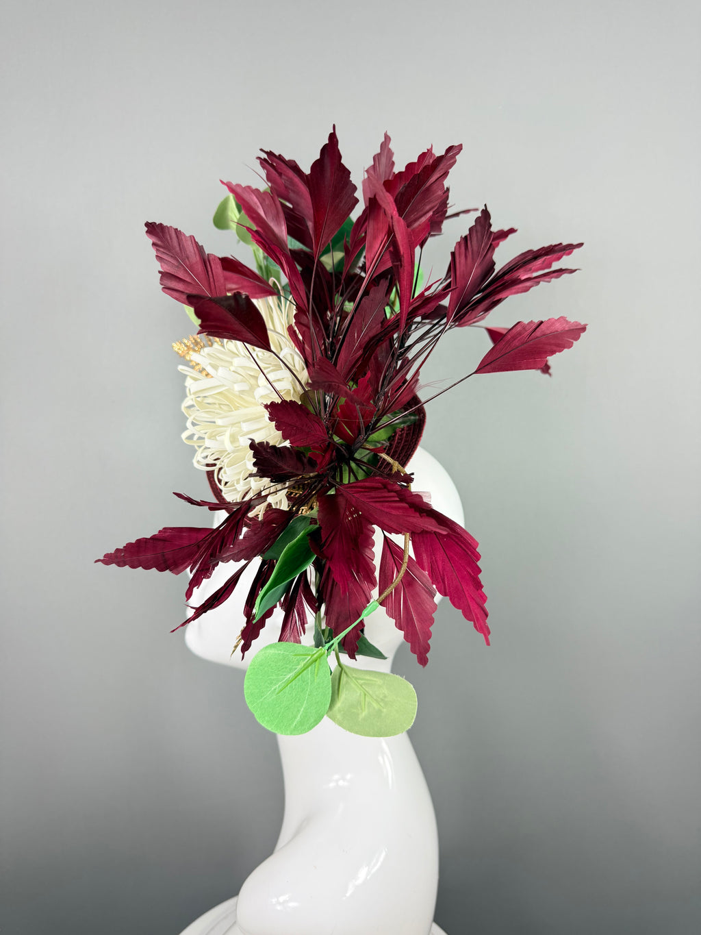 Kentucky Derby Fascinator Hat | Burgundy and Gold Headpiece | Derbyologie