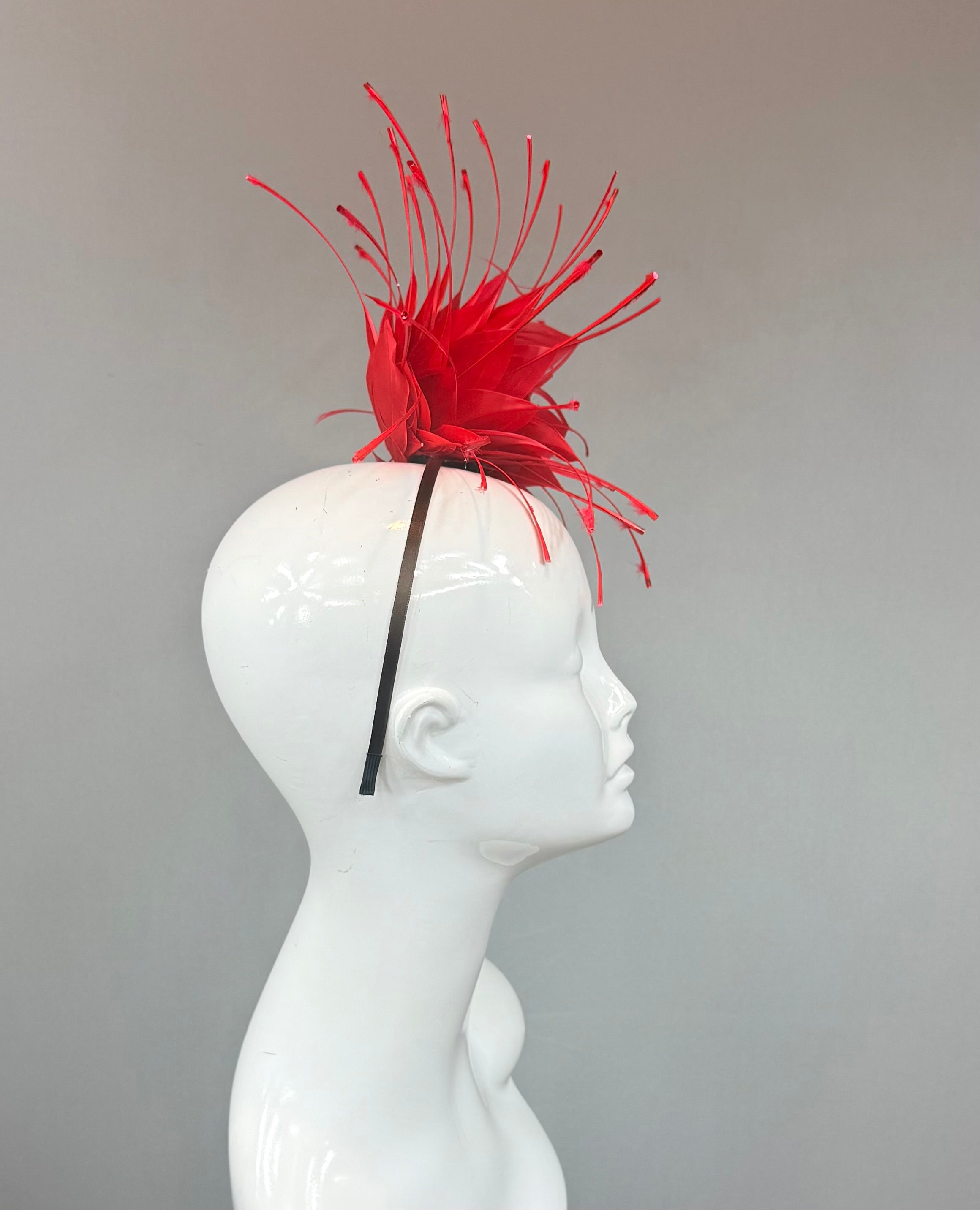 Kentucky Derby Fascinator Hat | Red Feather Hat | Derbyologie