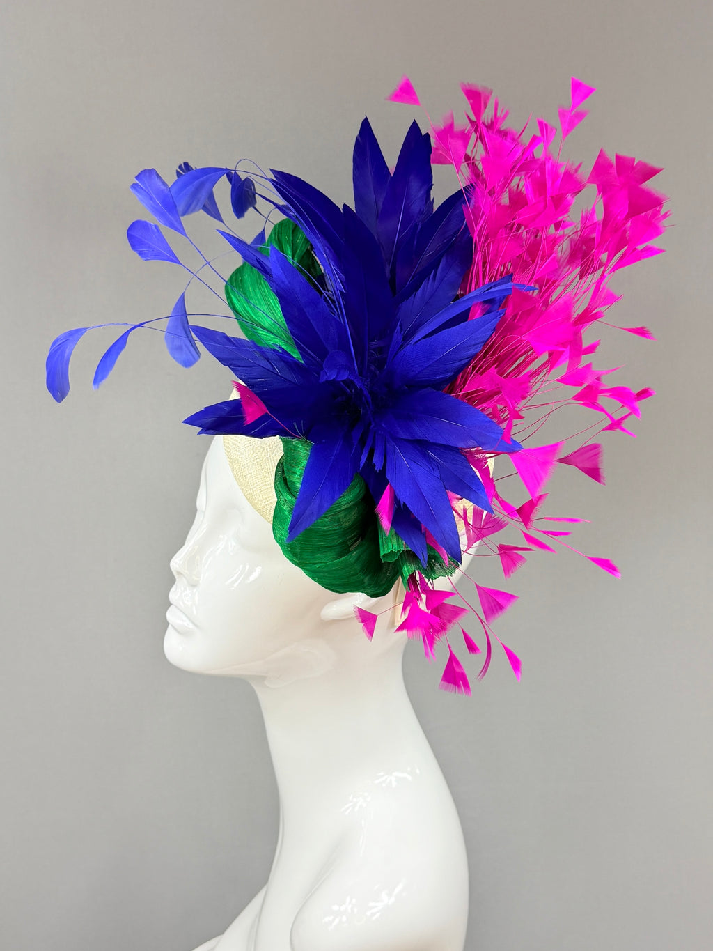 Kentucky Derby Fascinator Hat | fuchsia, blue, and green Headband Hat | Derbyologie