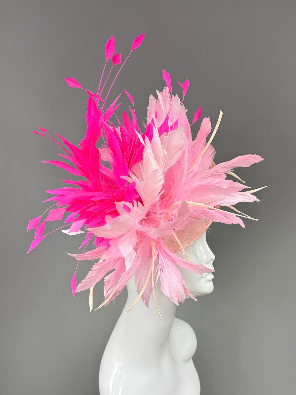 Kentucky Derby Fascinator Hat | Light and hot pink feathered Headpiece | Derbyologie