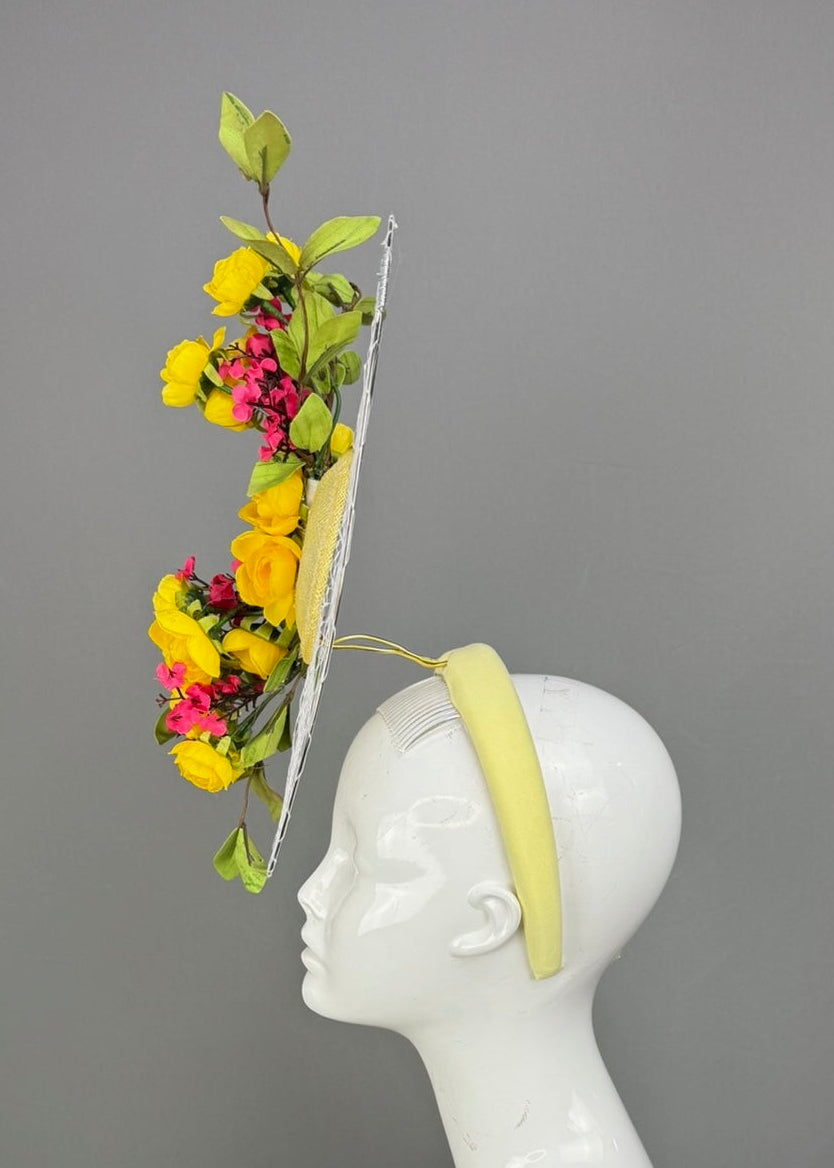 Kentucky Derby Fascinator Hat | Yellow, Green, and Magenta Headpiece | Derbyologie
