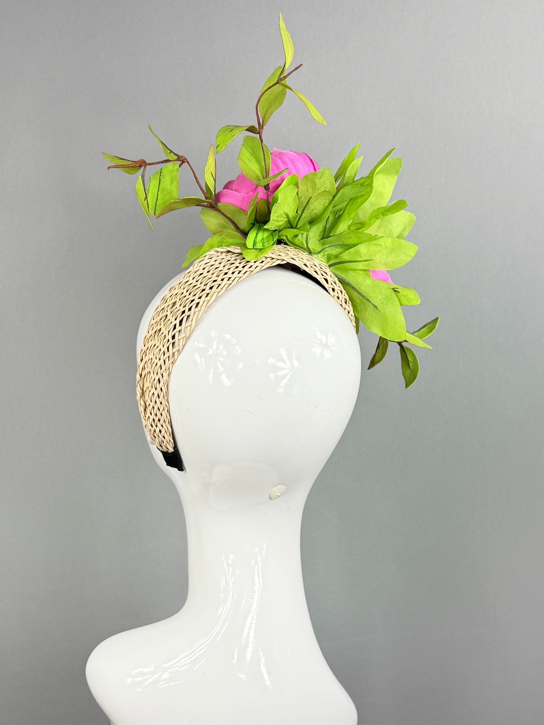 Kentucky Derby Fascinator Hat | Pink and green Headpiece | Derbyologie