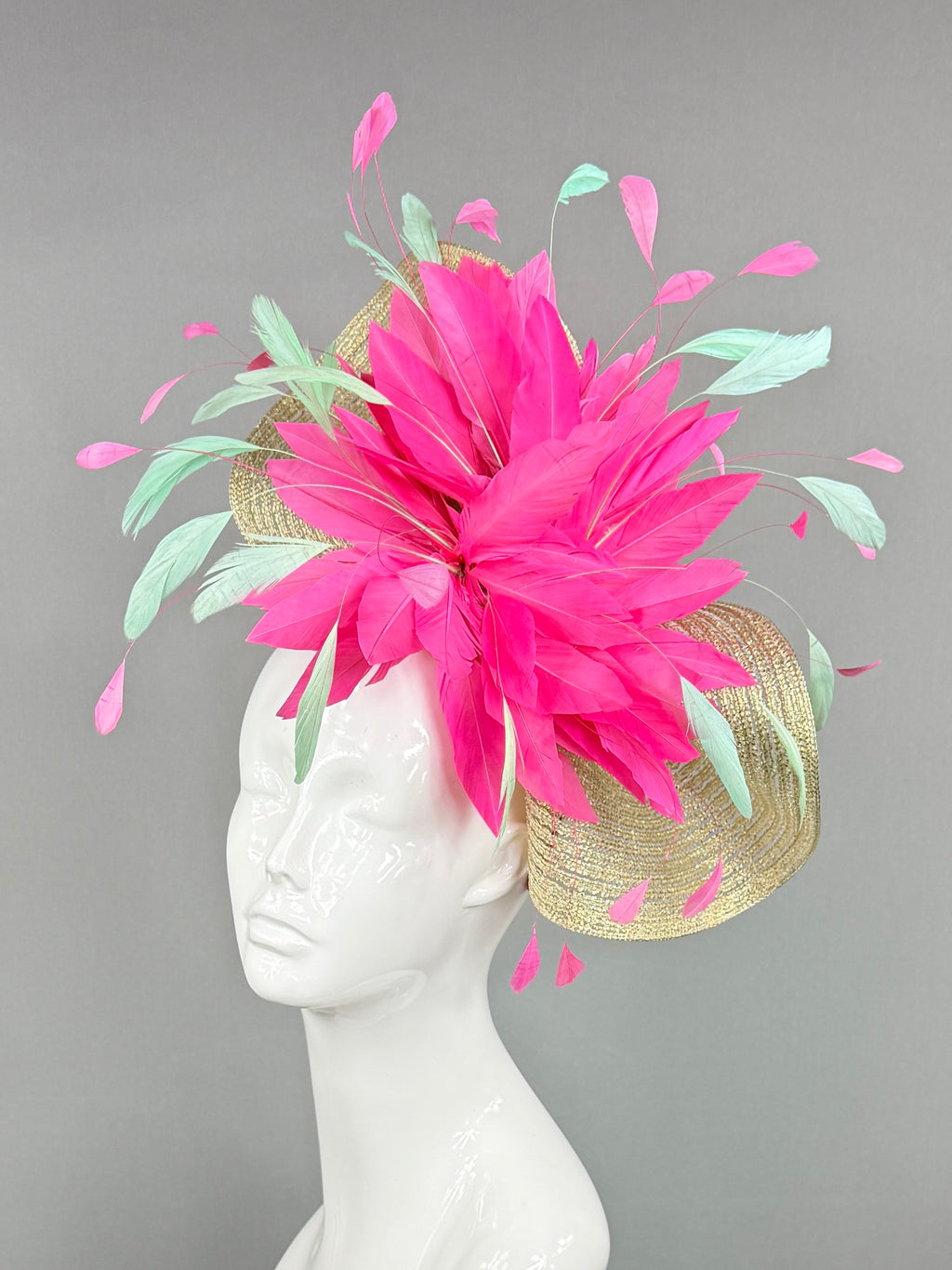 Kentucky Derby Fascinator Hat | Pink, blue, and gold Headpiece | Derbyologie