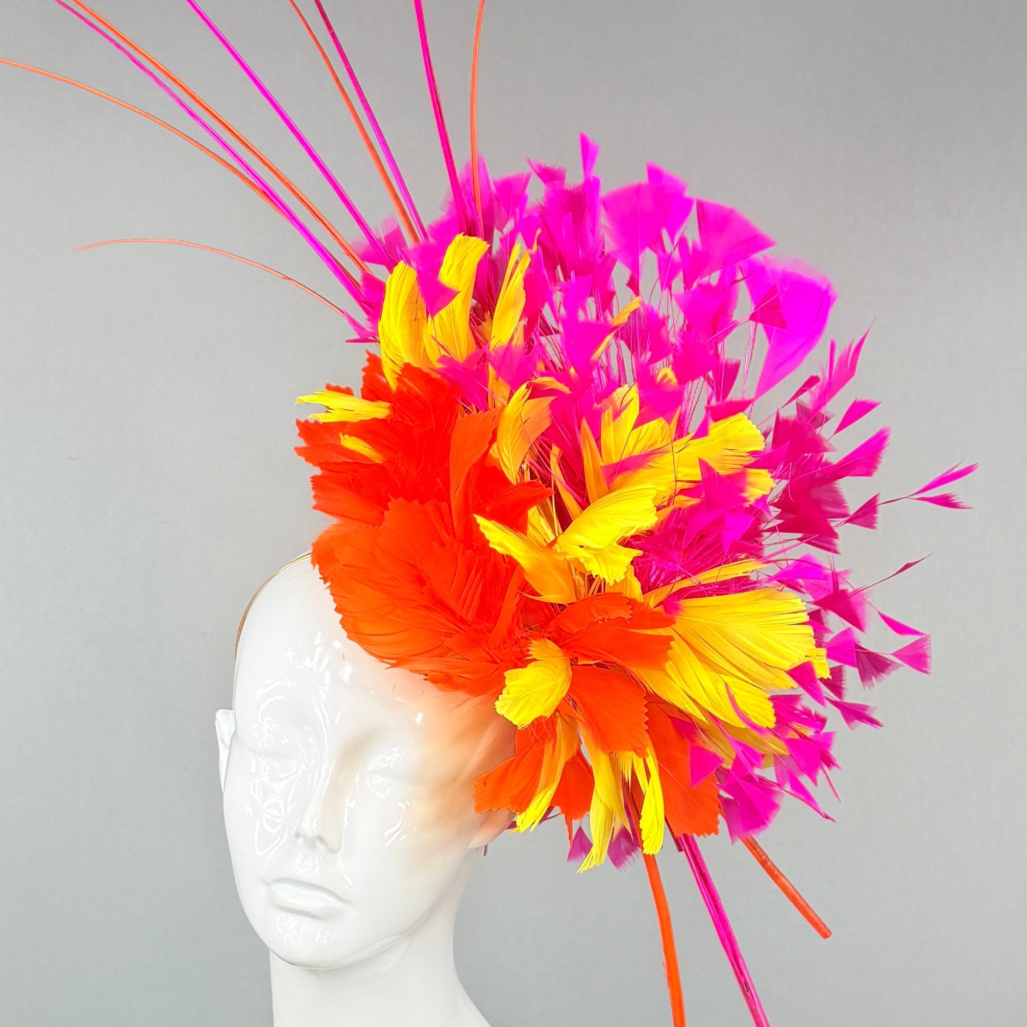 Kentucky Derby Hat | Hot Pink and Orange Kentucky Derby fascinator | Derbyologie
