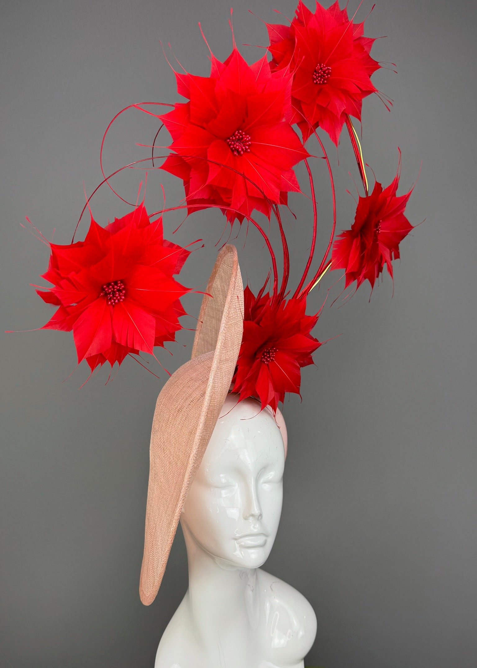 Kentucky Derby Fascinator Hat | Red and Pink Headpiece | Derbyologie