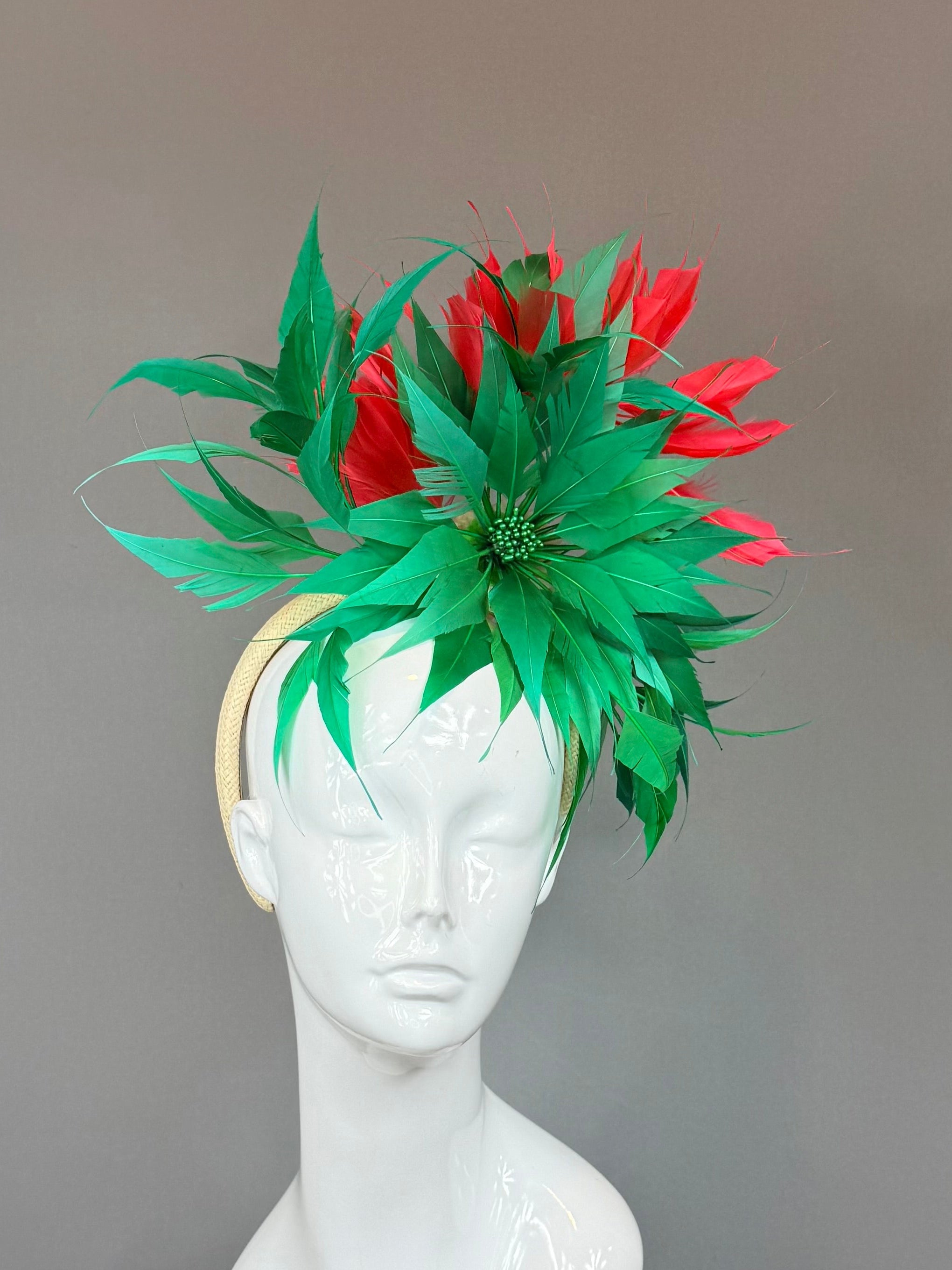 Kentucky Derby Fascinator Hat | Coral & Green Headpiece | Derbyologie