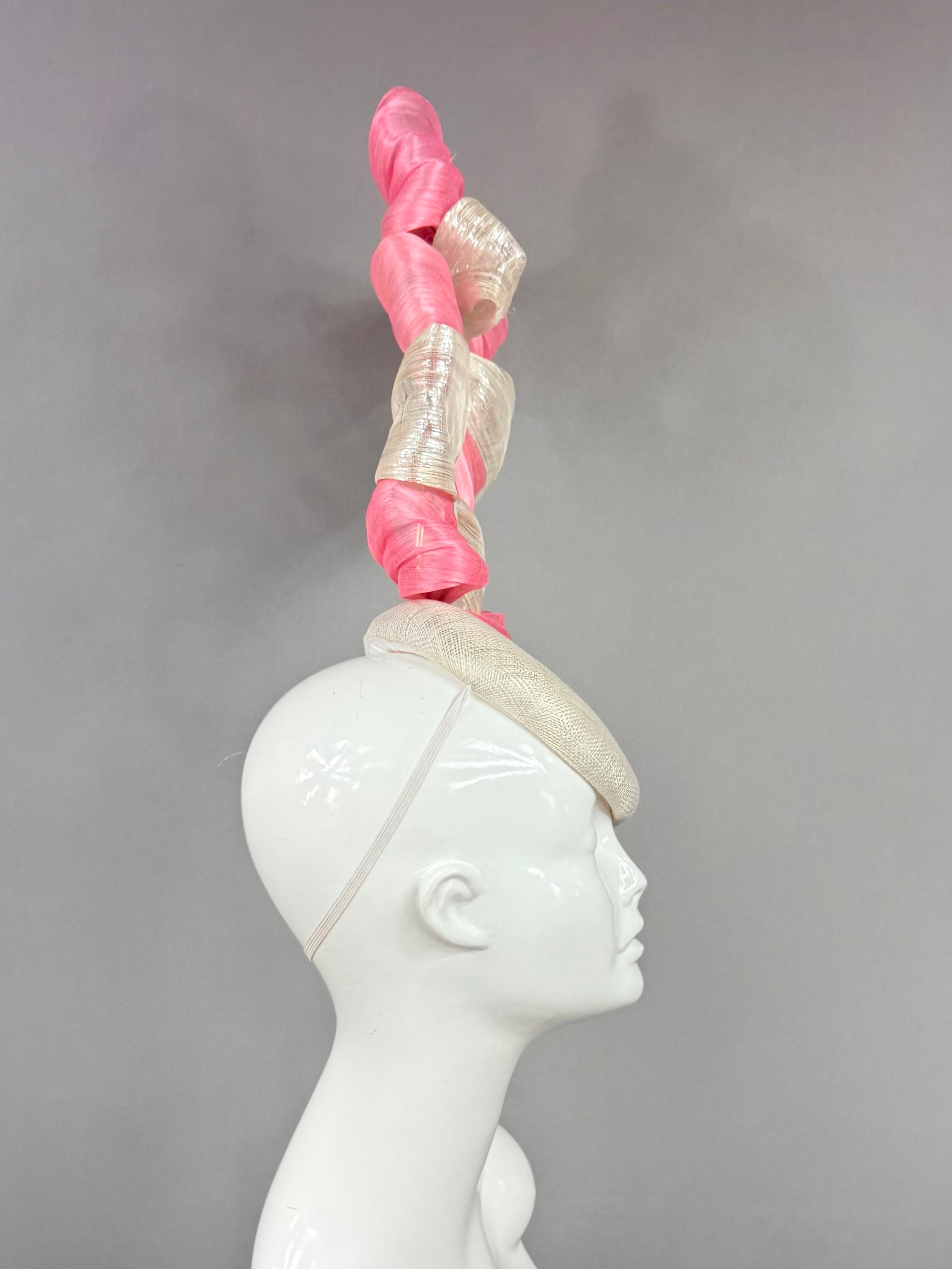 Kentucky Derby Fascinator Hat | Pink and silver bow Headband Hat | Derbyologie