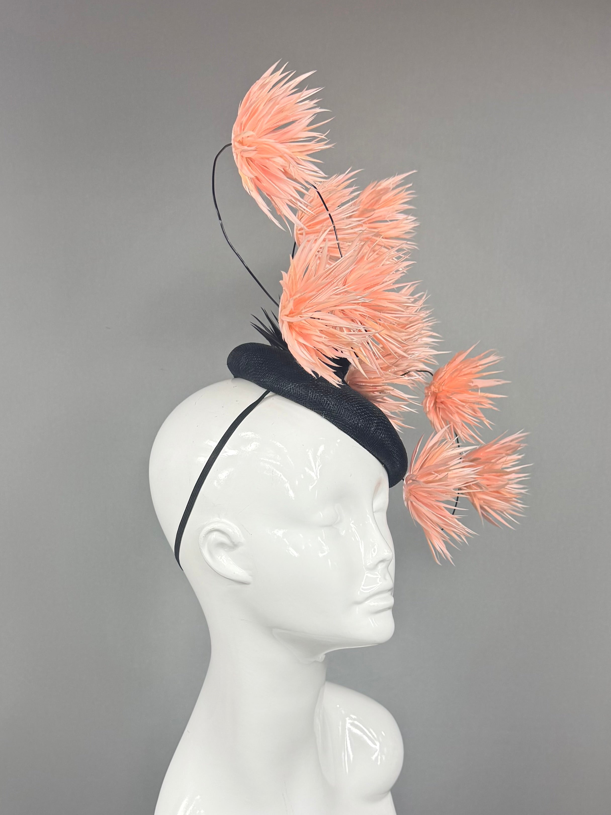 Kentucky Derby Fascinator Hat | Black and light pink Headband Hat | Derbyologie