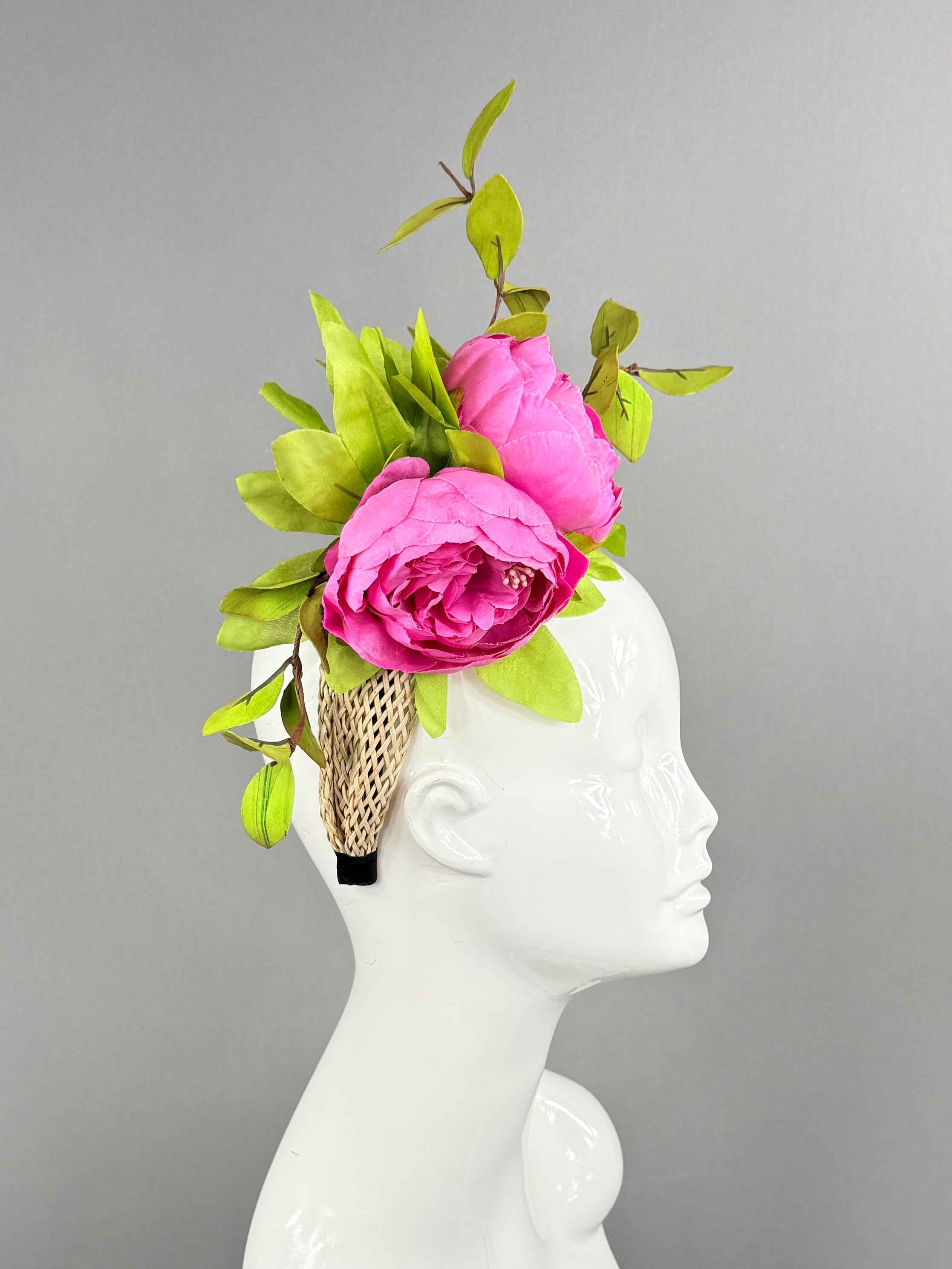 Kentucky Derby Fascinator Hat | Pink and green Headpiece | Derbyologie