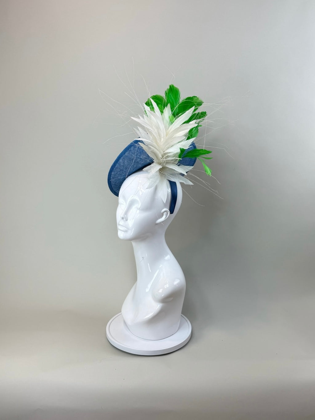 Blue, Green and White Kentucky Derby fascinator, Derby Hat Alternative
