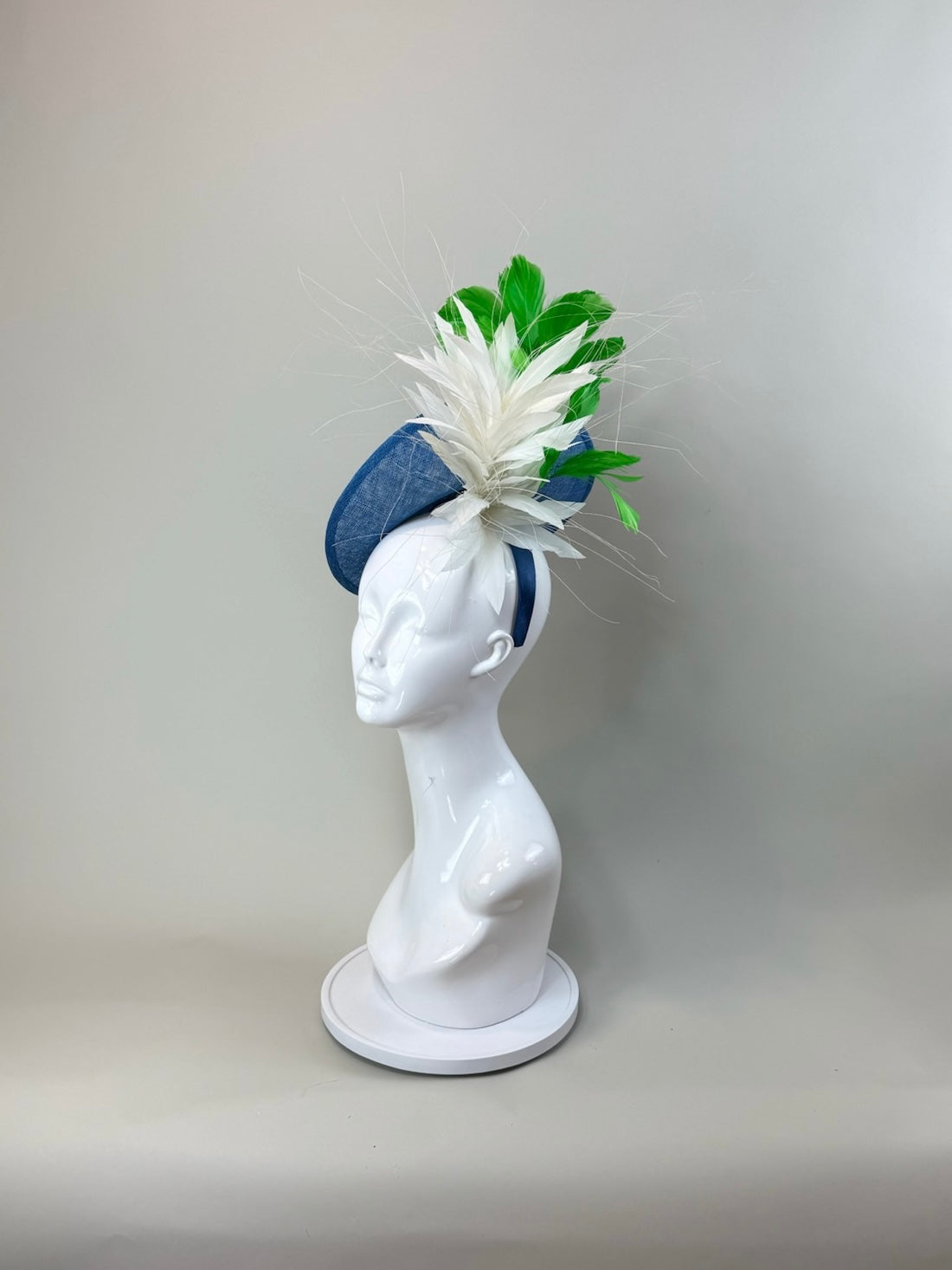Blue, Green and White Kentucky Derby fascinator, Derby Hat Alternative