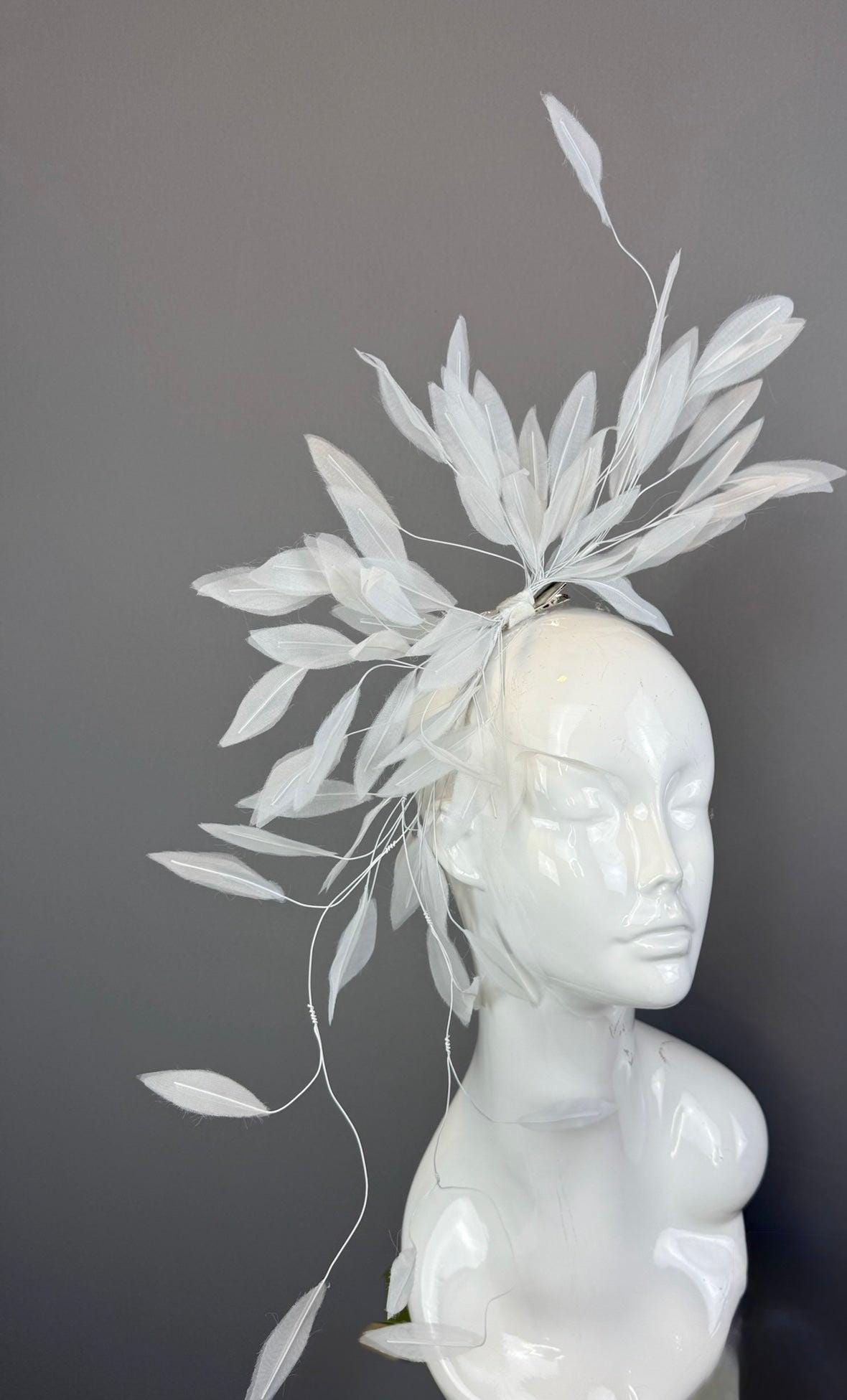 Kentucky Derby Fascinator Hat | White feather Headpiece | Derbyologie