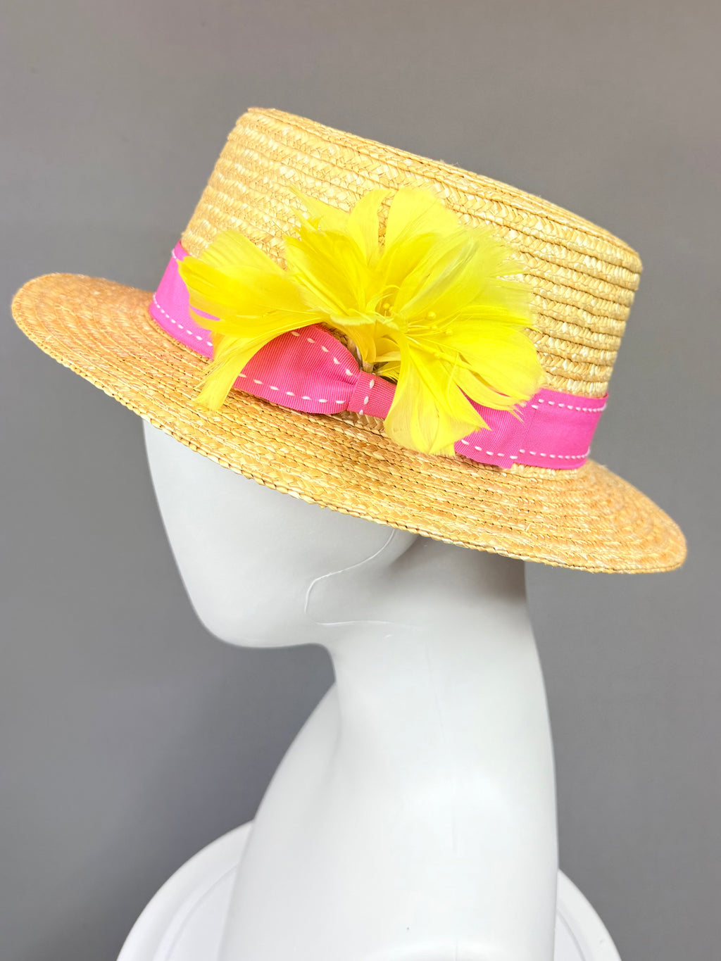 Kentucky Derby Men’s Hat | Pink and Yellow Boater Hat| Derbyologie