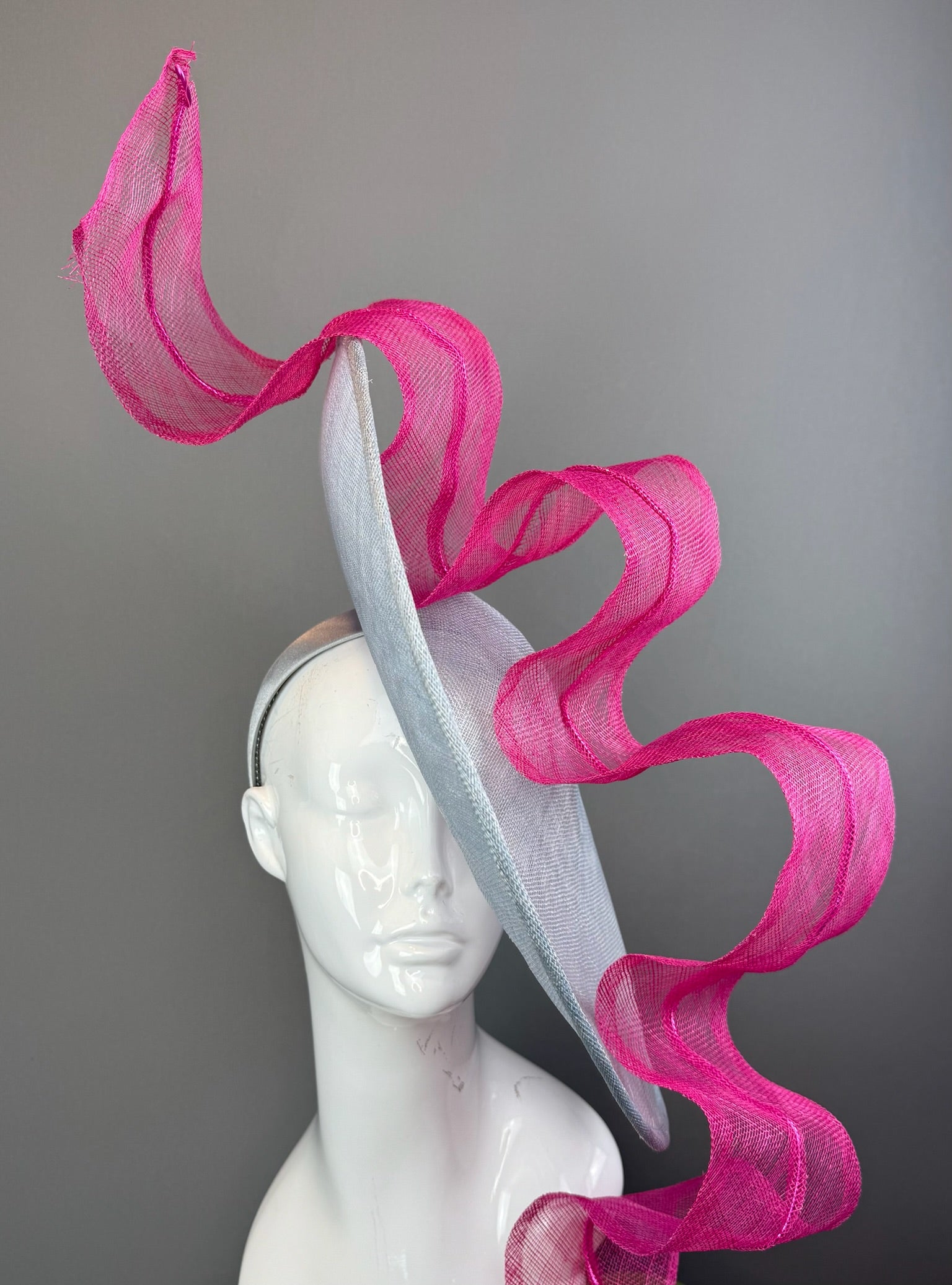 Light Blue and Pink Kentucky Derby fascinator, Derby Hat Alternative (PLATINUM LINE)
