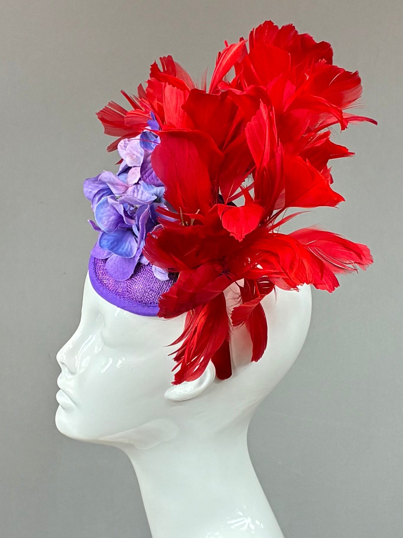Kentucky Derby Fascinator Hat | Red, Gold, and Purple Headpiece | Derbyologie