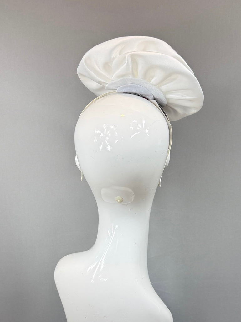 Kentucky Derby Fascinator Hat |  White fabric rose Headpiece | Derbyologie