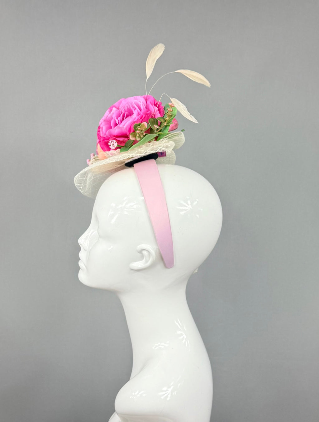 Kentucky Derby Fascinator Hat | Pink and green feathered Headband Hat | Derbyologie