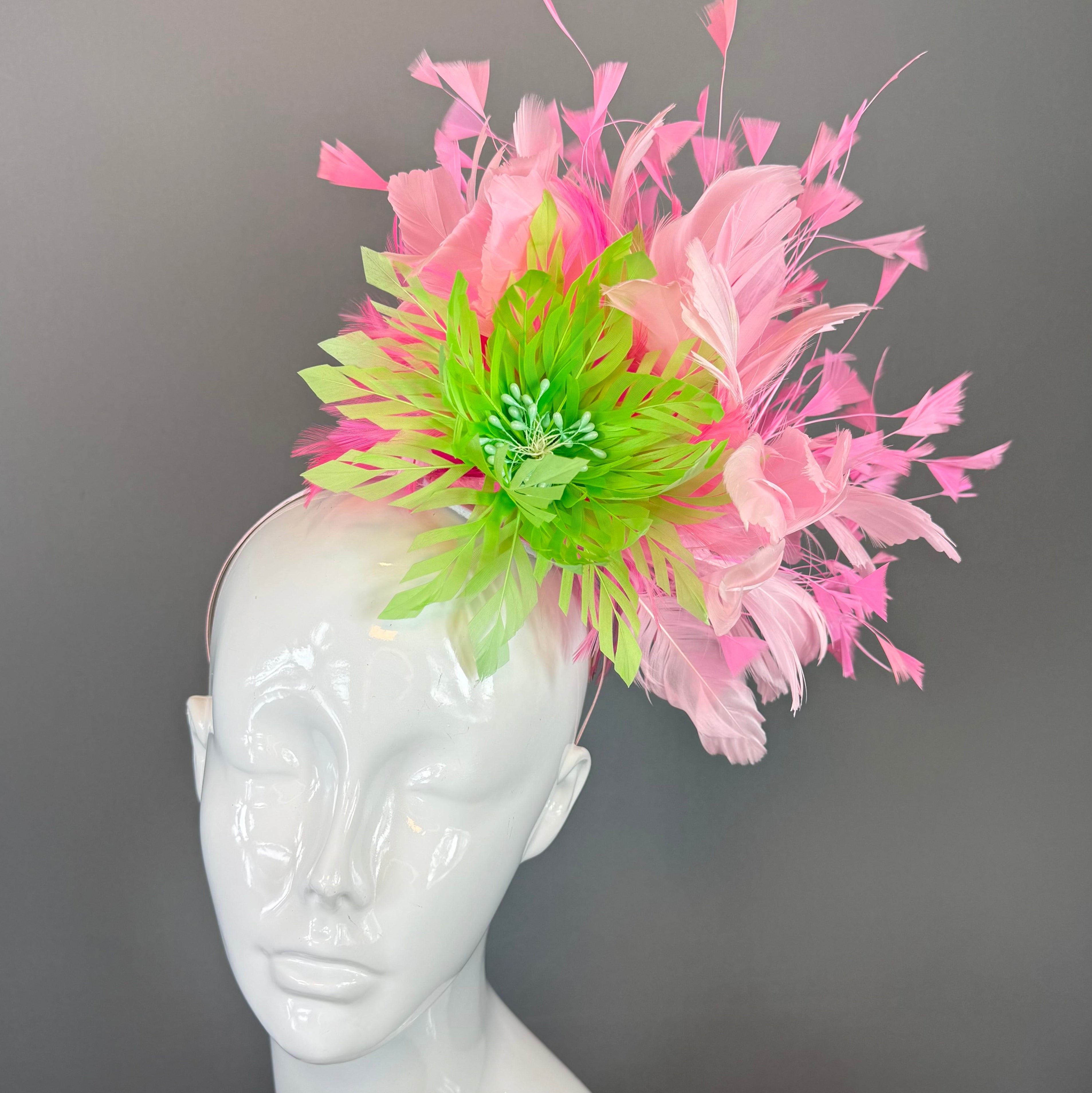 Lime Green, Hot Pink and Light Pink Derby Fascinator, Kentucky Derby Hat Alternative, Kentucky derby hat (GOLD LINE)