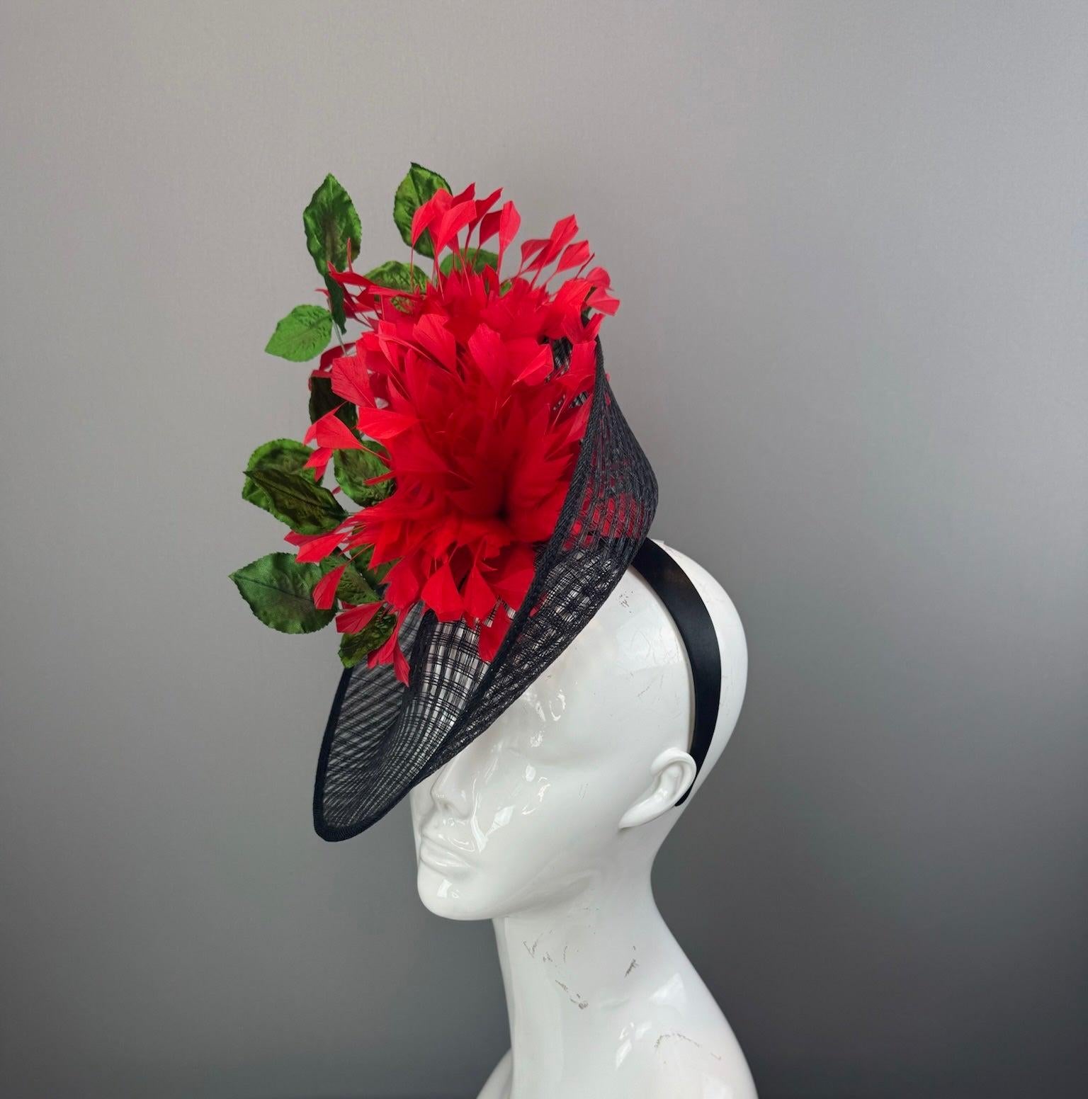 Black and Red Kentucky Derby fascinator, Derby Hat Alternative