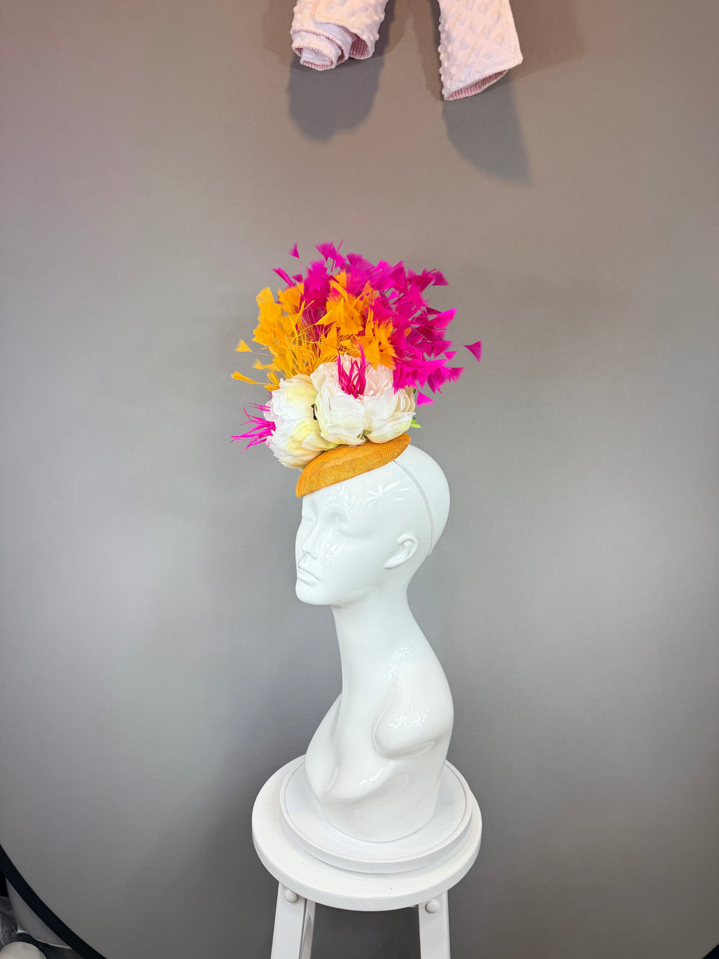 Kentucky Derby Fascinator Hat | Pink, Orange, and White Flower Headpiece | Derbyologie