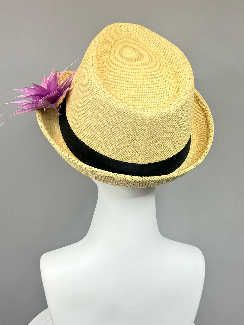 Kentucky Derby Men’s Hat | Straw Fedora, Lilac Feather Hat| Derbyologie