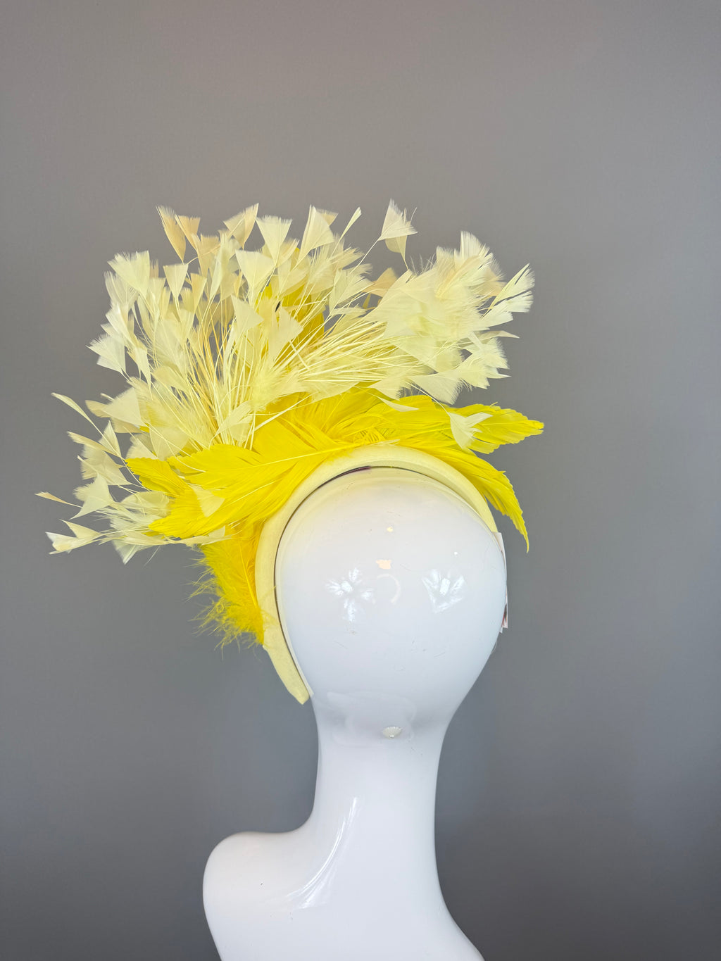 Kentucky Derby Fascinator Hat | Monochromatic Yellow Feather Headpiece | Derbyologie