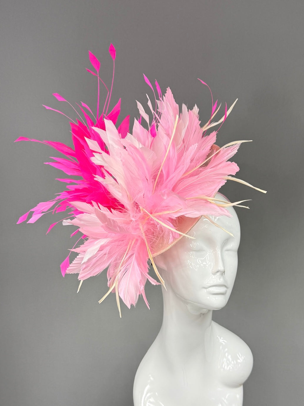 Kentucky Derby Fascinator Hat | Light and hot pink feathered Headpiece | Derbyologie