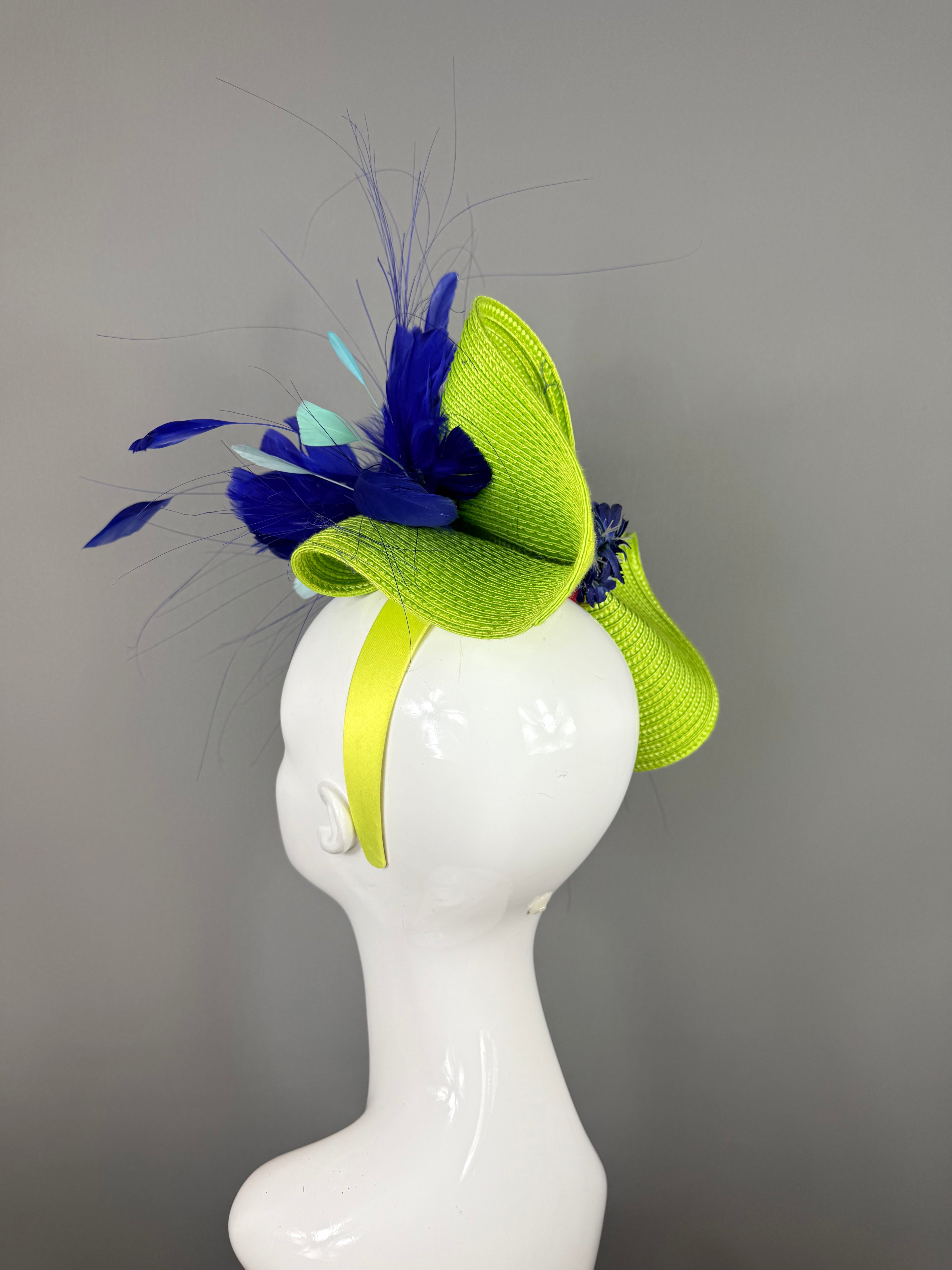Kentucky Derby Fascinator Hat | Blue, Turquoise and Green Headpiece | Derbyologie
