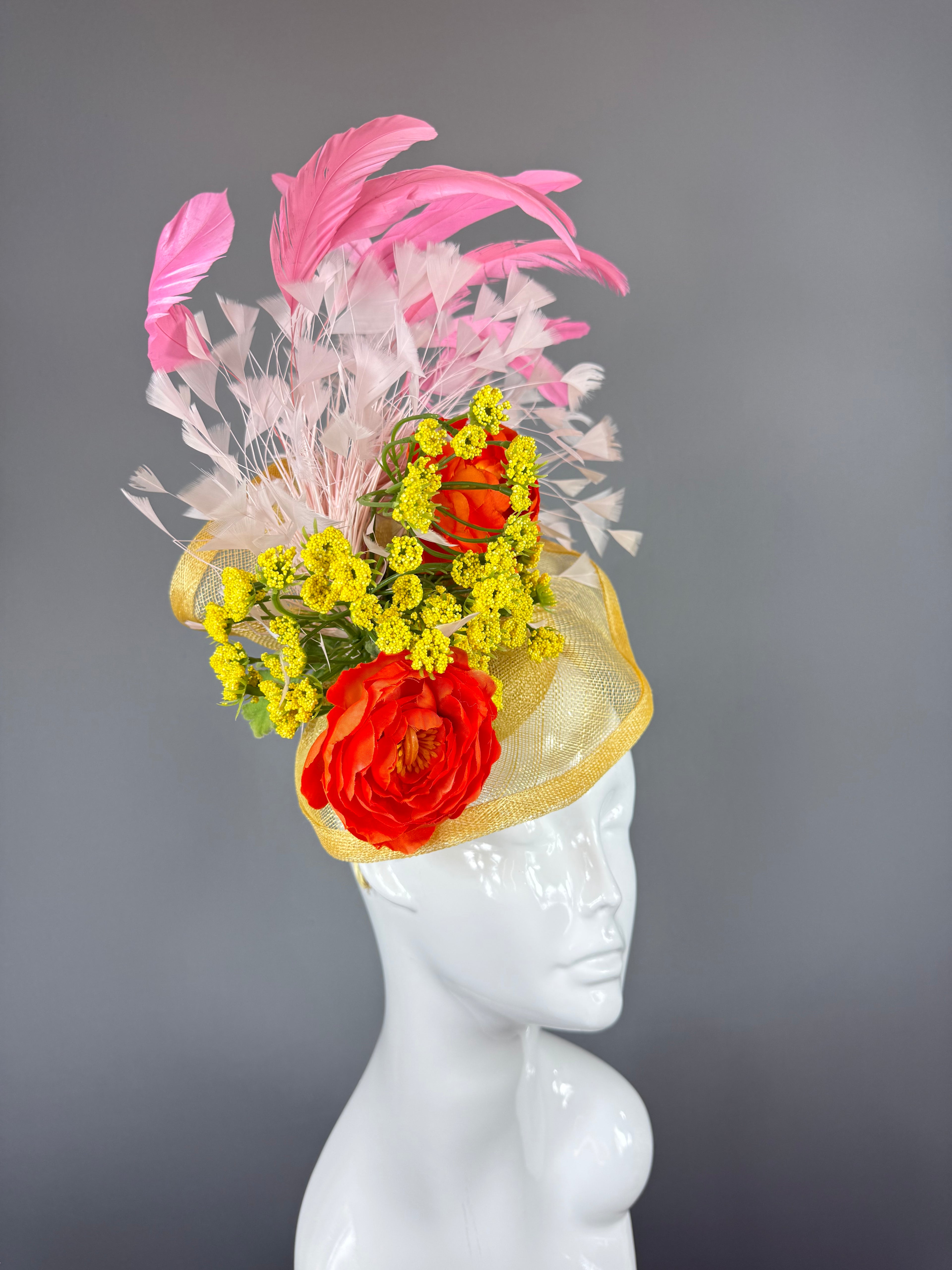 Kentucky Derby Fascinator Hat | Red, Yellow, White, Pink, and Orange Headpiece | Derbyologie