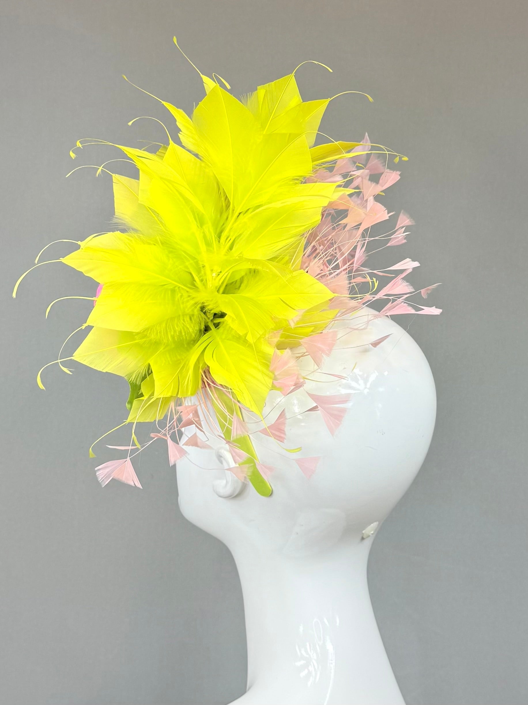 Kentucky Derby Fascinator Hat | Pink and green feathered Headband Hat | Derbyologie